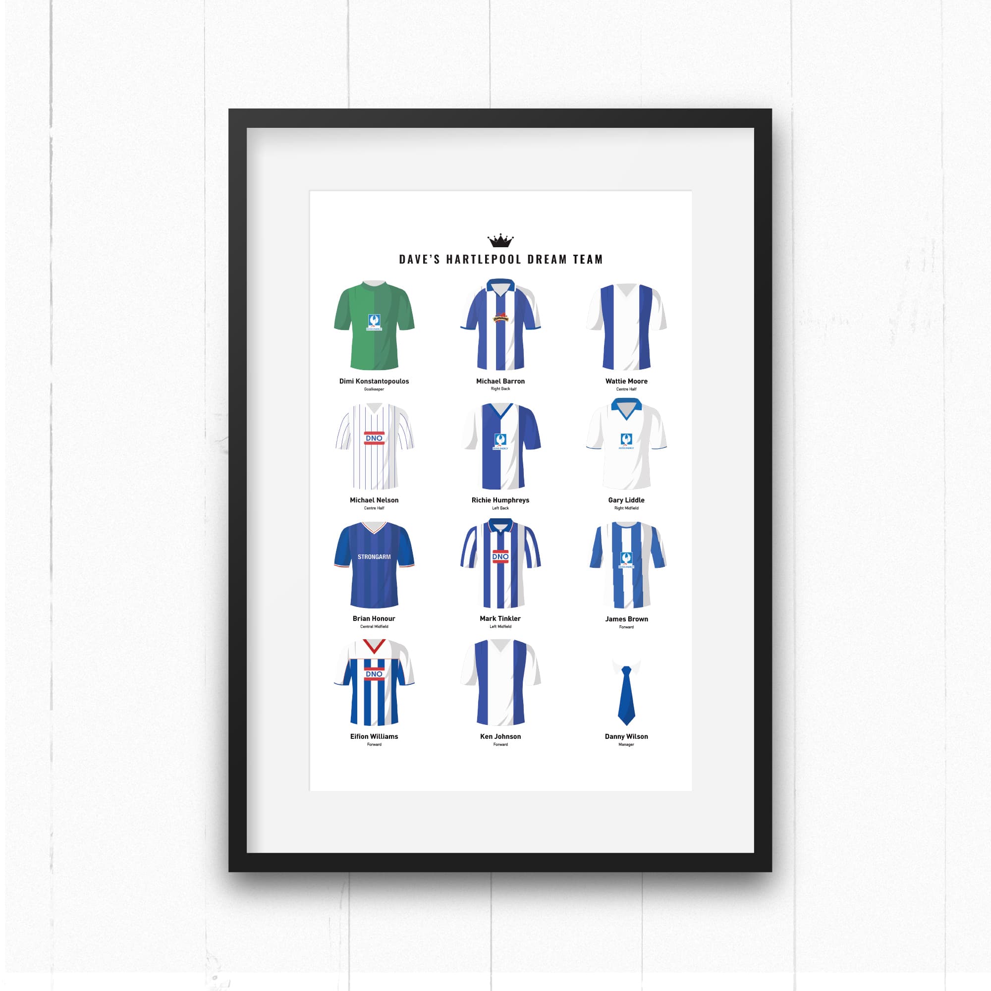 PERSONALISED Hartlepool Dream Team Football Print Good Team On Paper