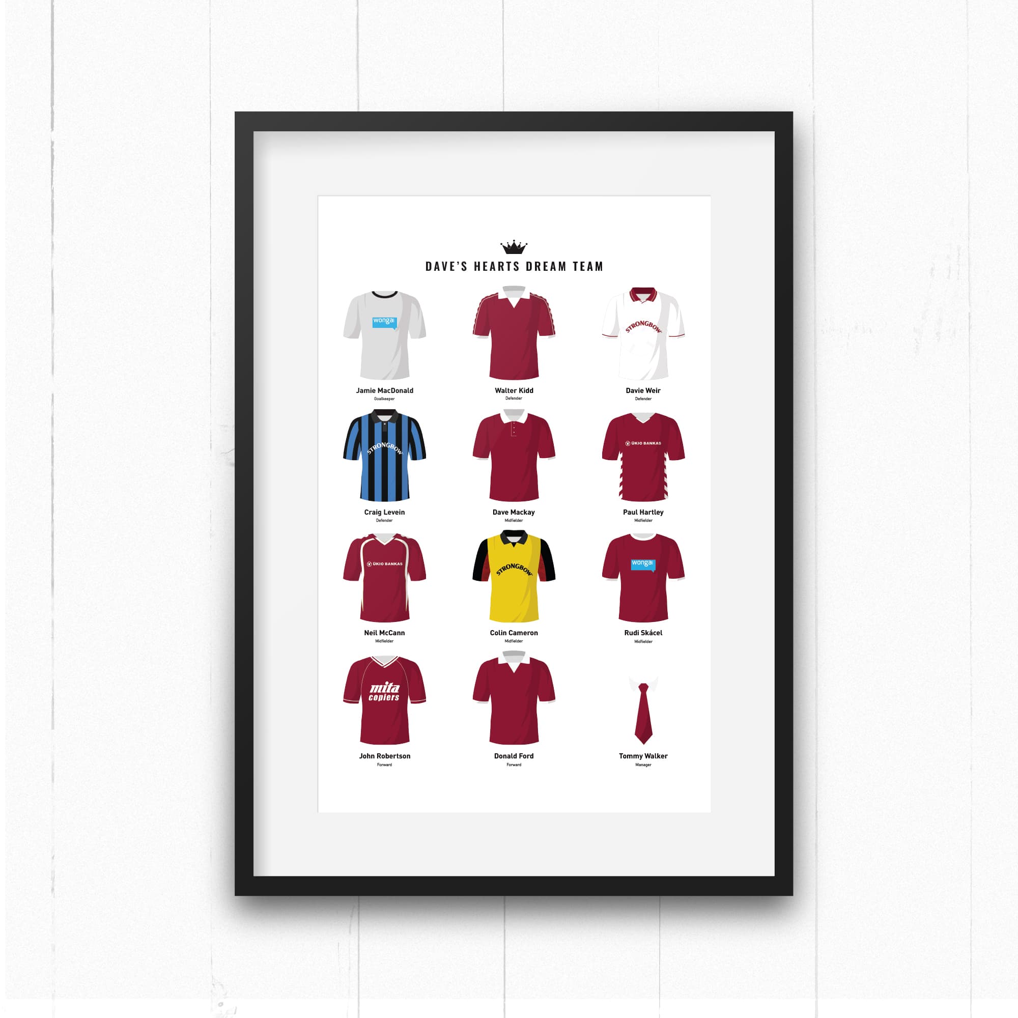 PERSONALISED Hearts Dream Team Football Print Good Team On Paper