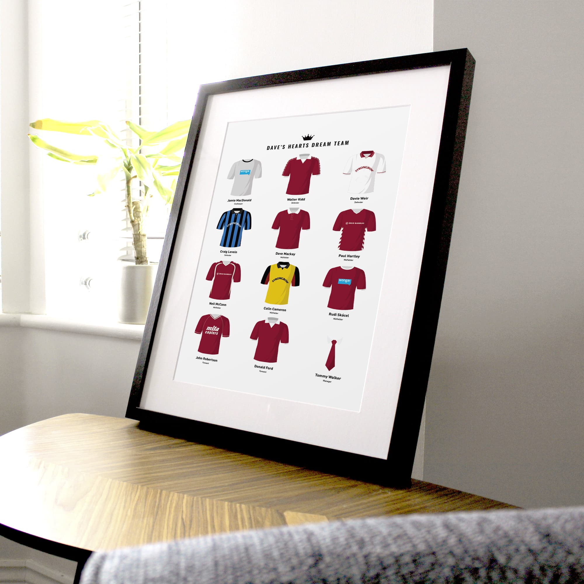 PERSONALISED Hearts Dream Team Football Print Good Team On Paper