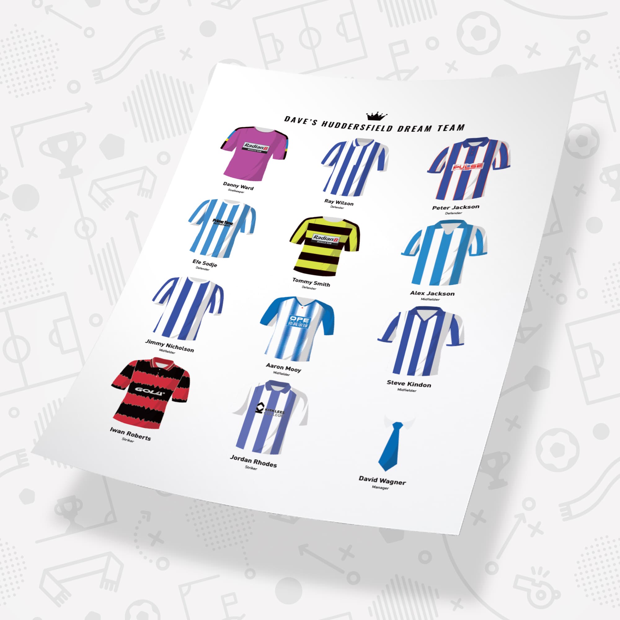 PERSONALISED Huddersfield Dream Team Football Print Good Team On Paper