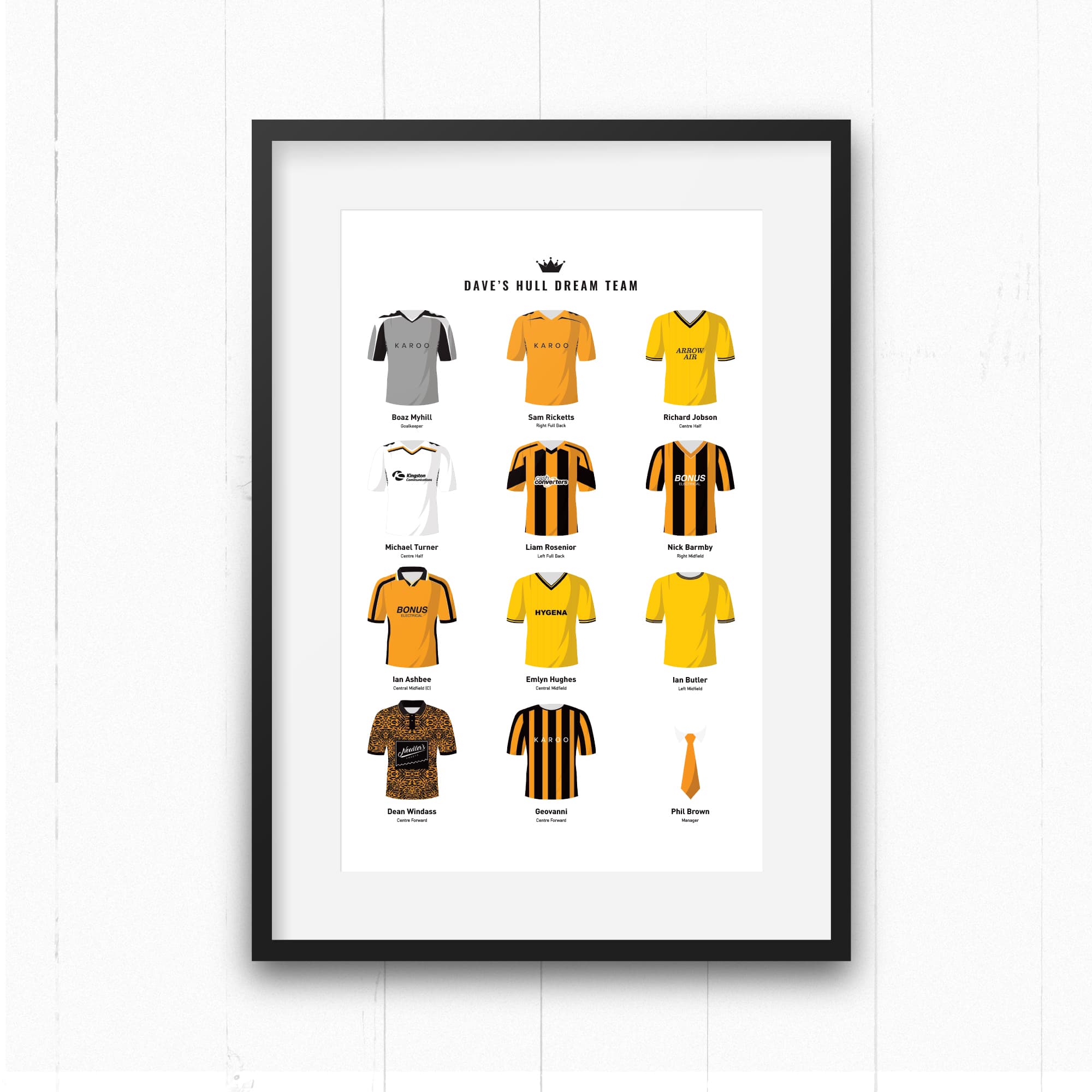 PERSONALISED Hull Dream Team Football Print Good Team On Paper