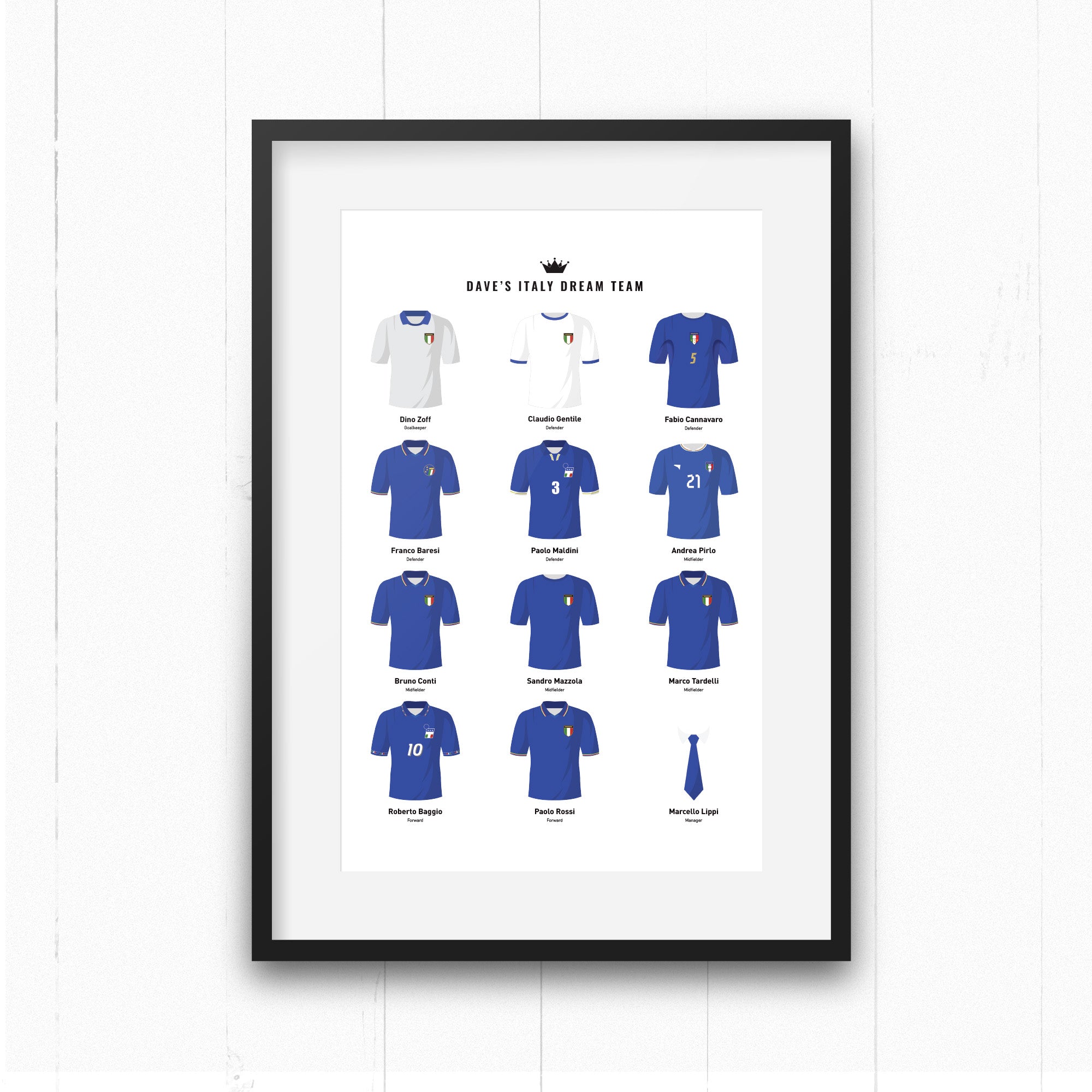 PERSONALISED Italy Dream Team Football Print Good Team On Paper