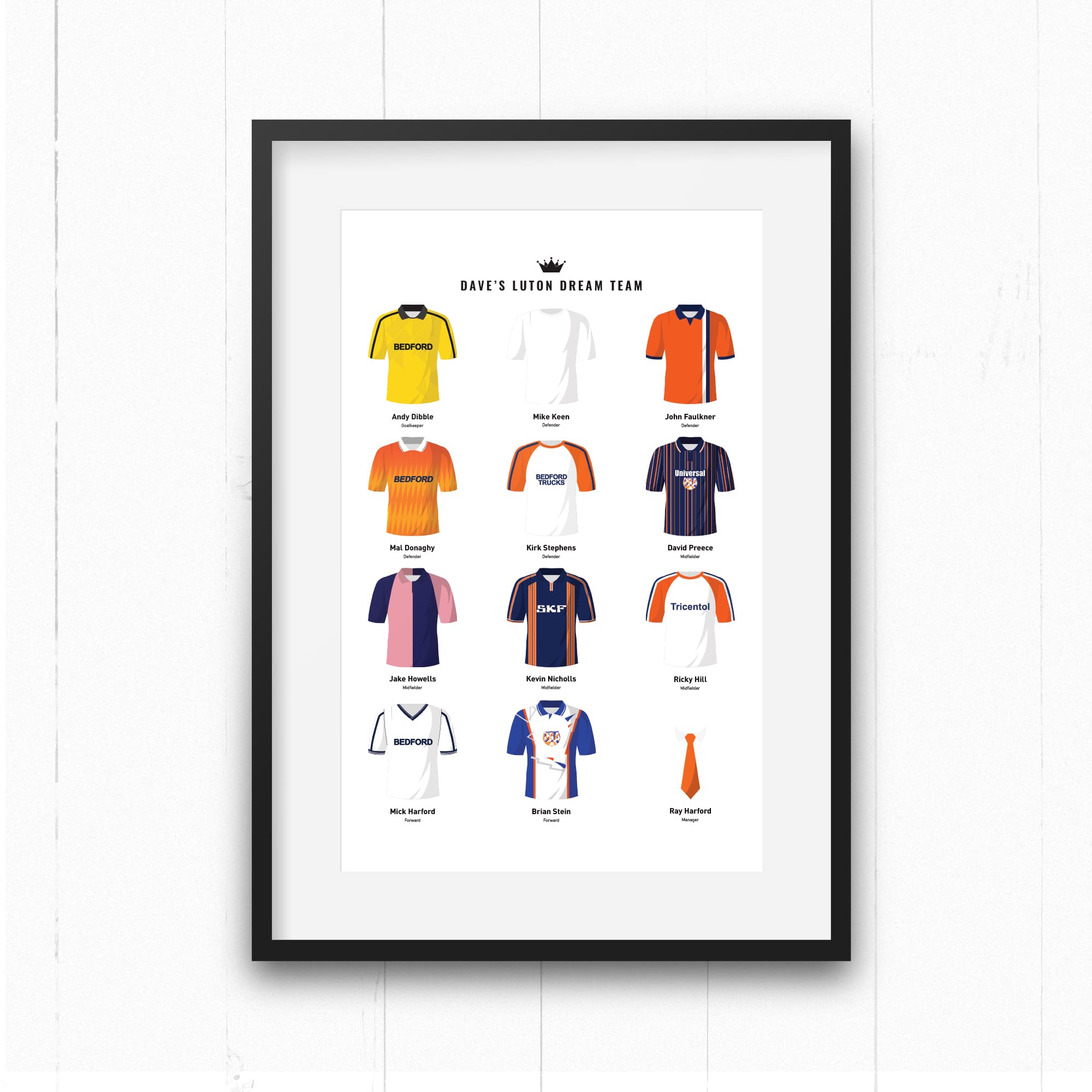 PERSONALISED Luton Dream Team Football Print Good Team On Paper