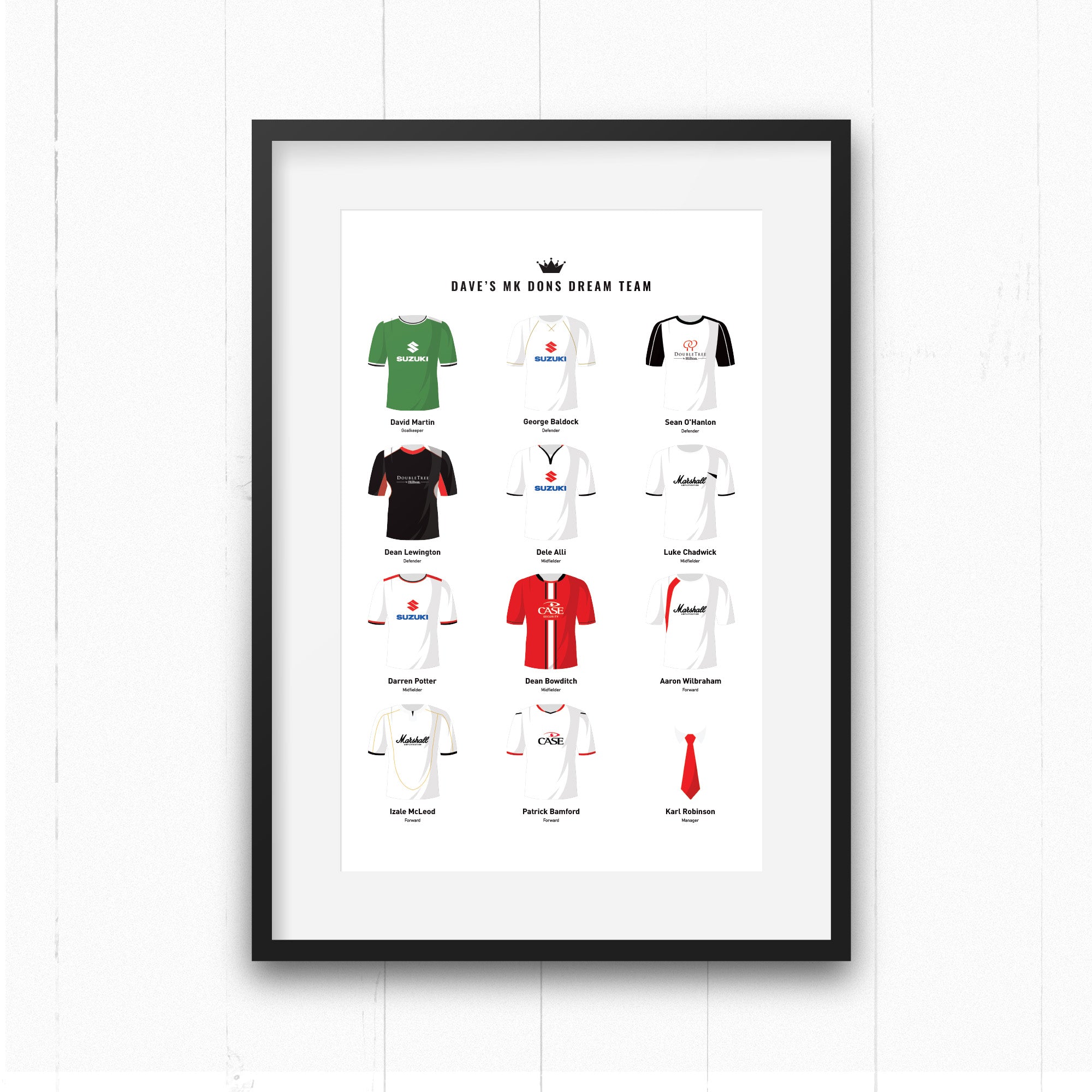 PERSONALISED MK Dons Dream Team Football Print Good Team On Paper