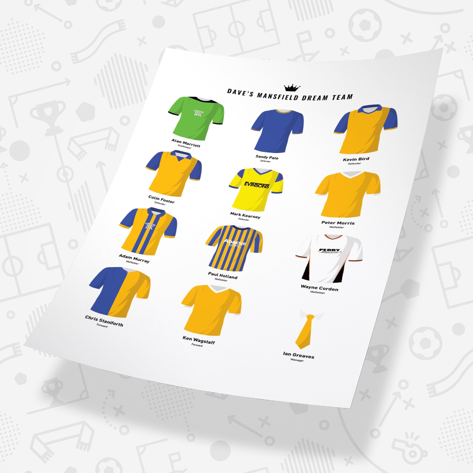 PERSONALISED Mansfield Dream Team Football Print Good Team On Paper