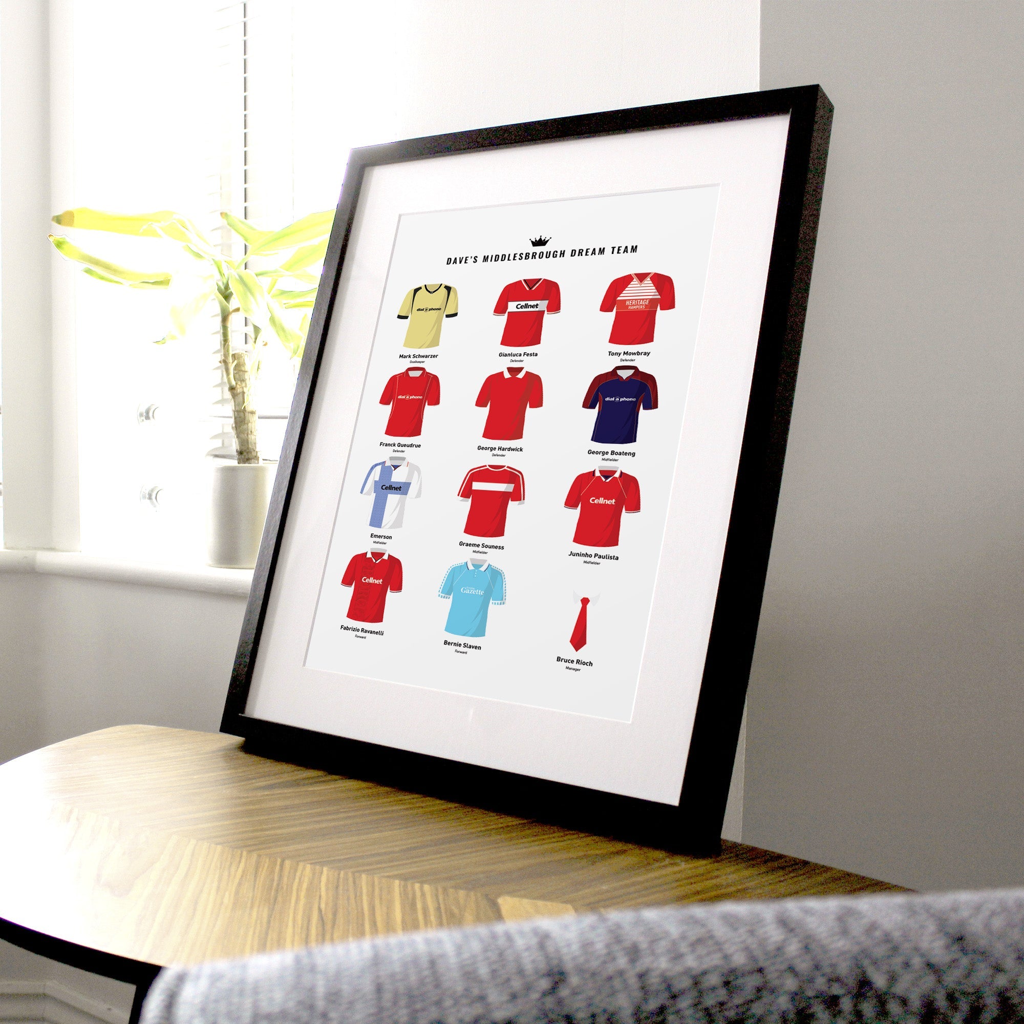 PERSONALISED Middlesbrough Dream Team Football Print Good Team On Paper