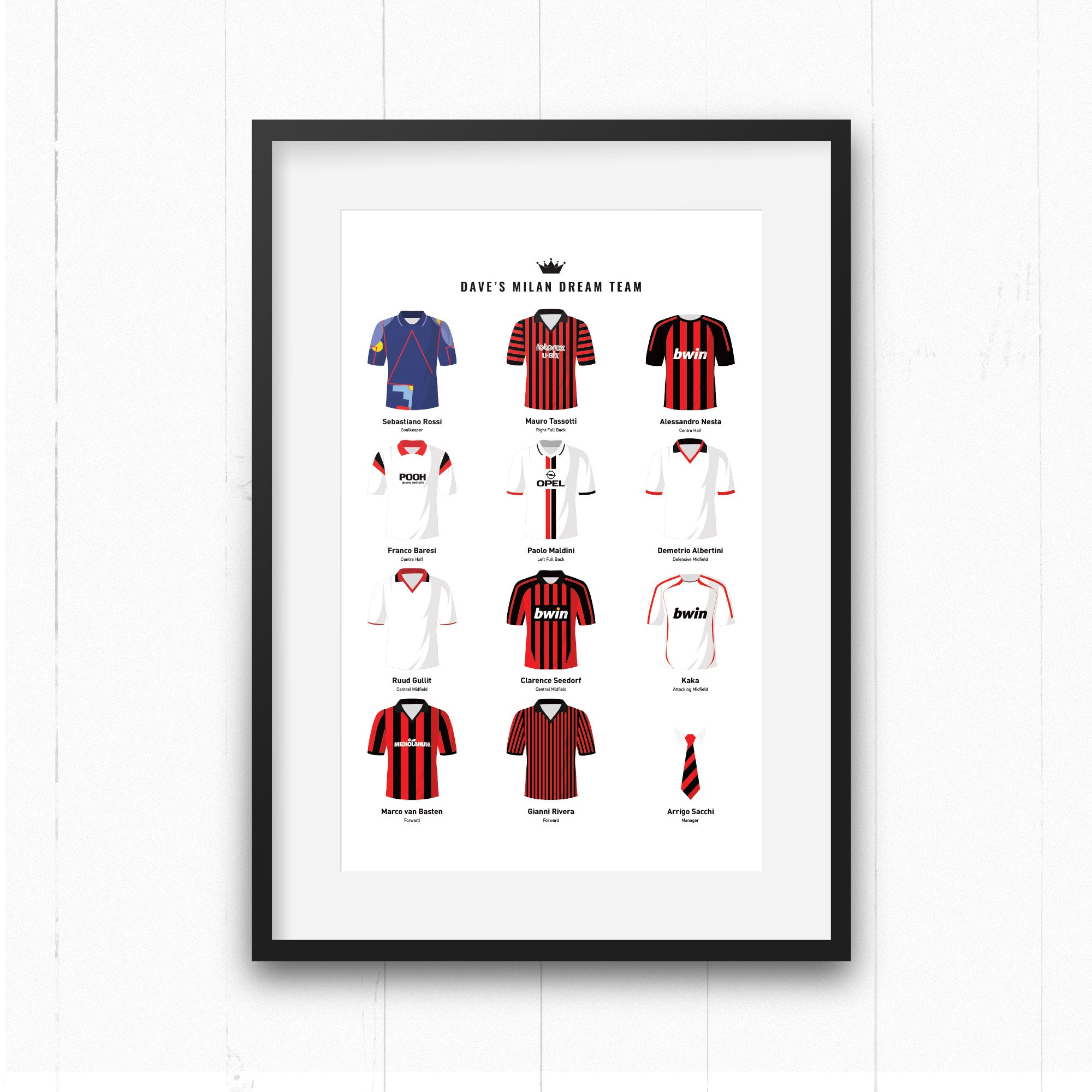 PERSONALISED Milan Dream Team Football Print Good Team On Paper