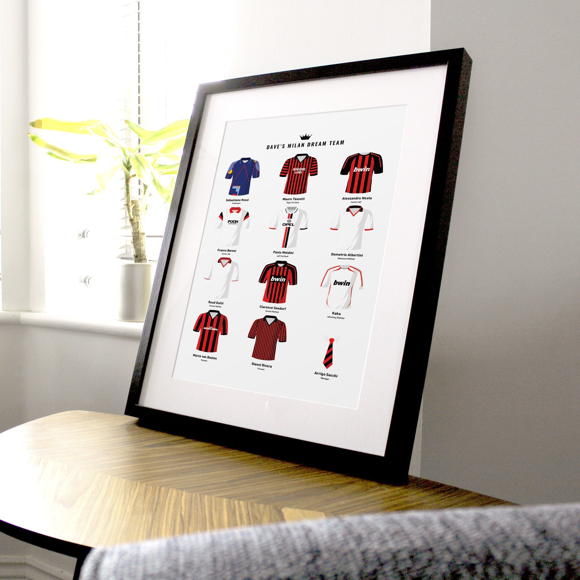 PERSONALISED Milan Dream Team Football Print Good Team On Paper