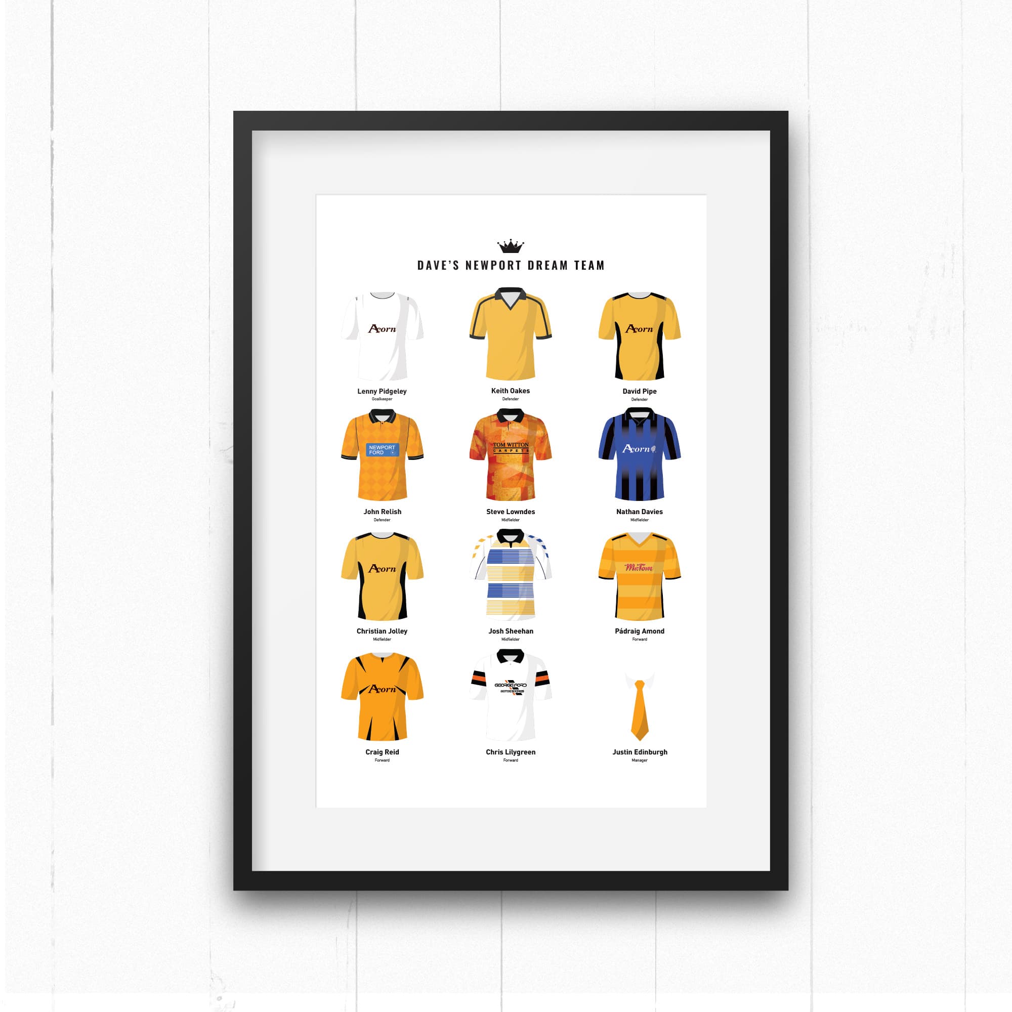 PERSONALISED Newport Dream Team Football Print Good Team On Paper