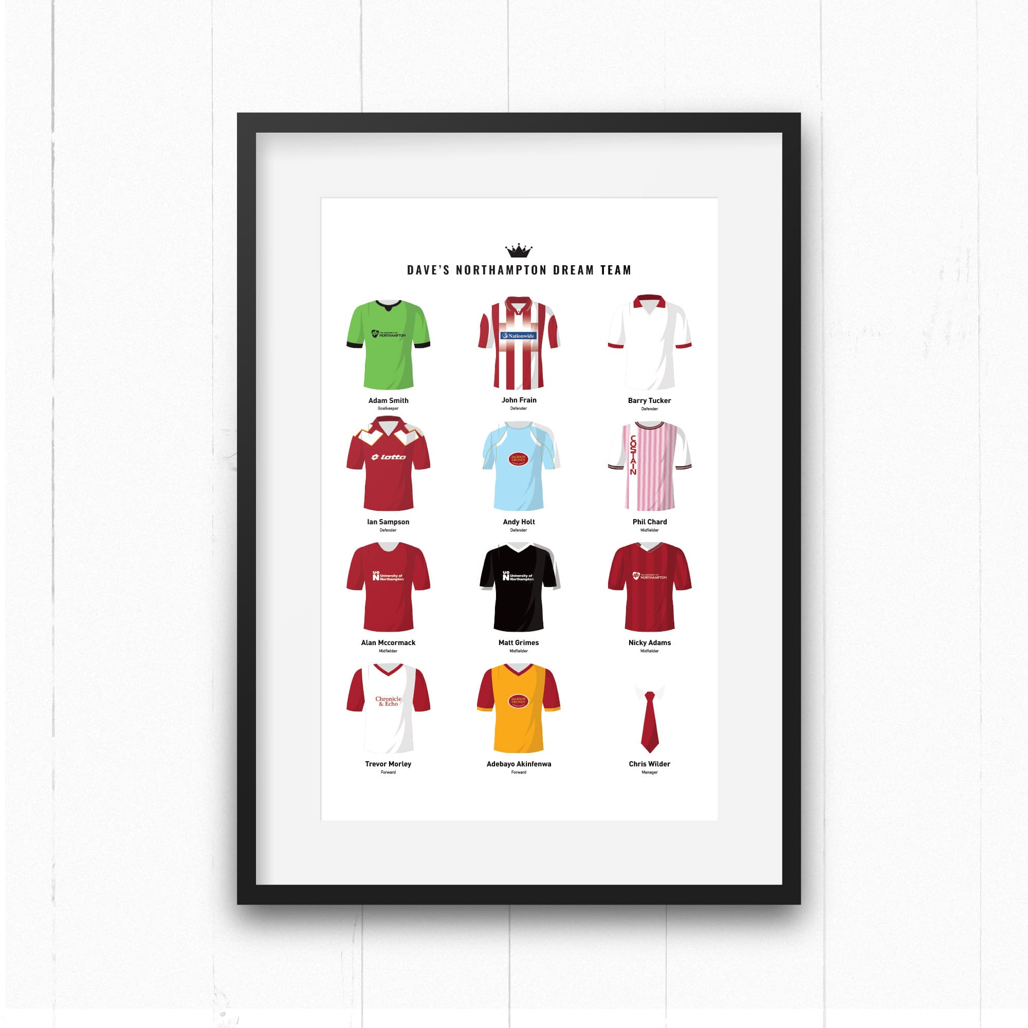 PERSONALISED Northampton Dream Team Football Print Good Team On Paper