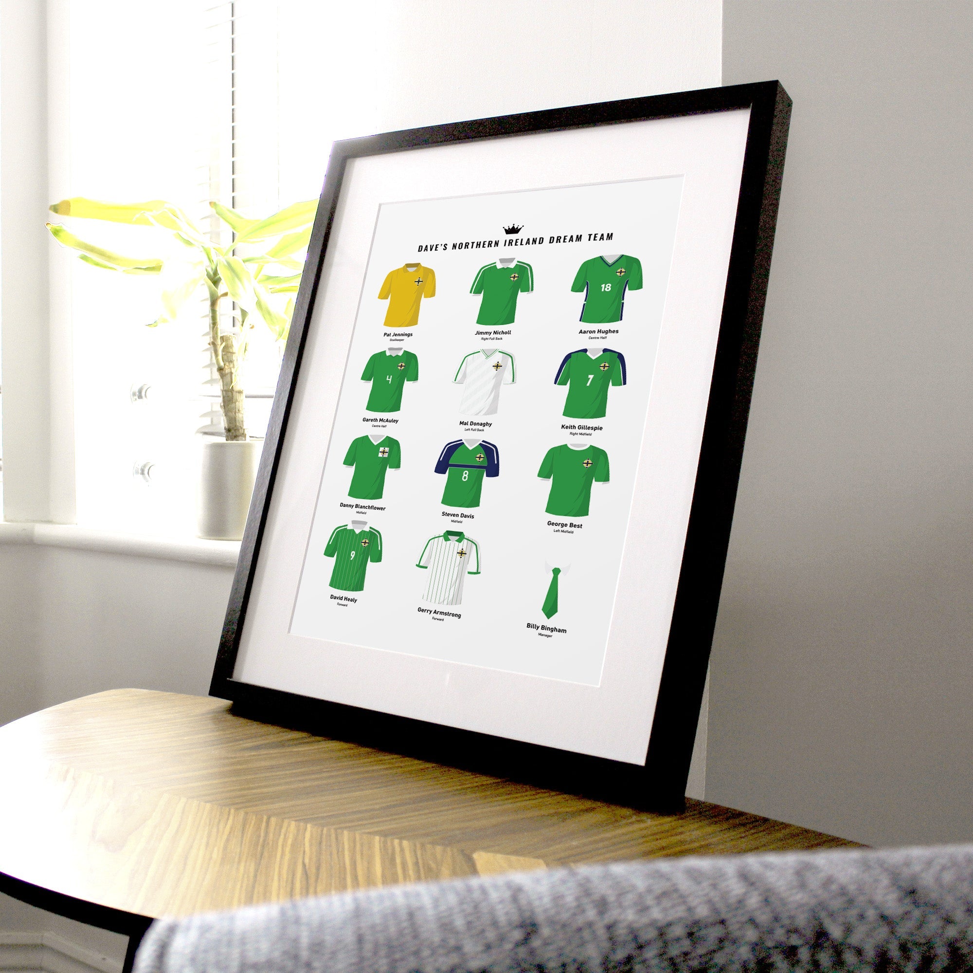 PERSONALISED Northern Ireland Dream Team Football Print Good Team On Paper