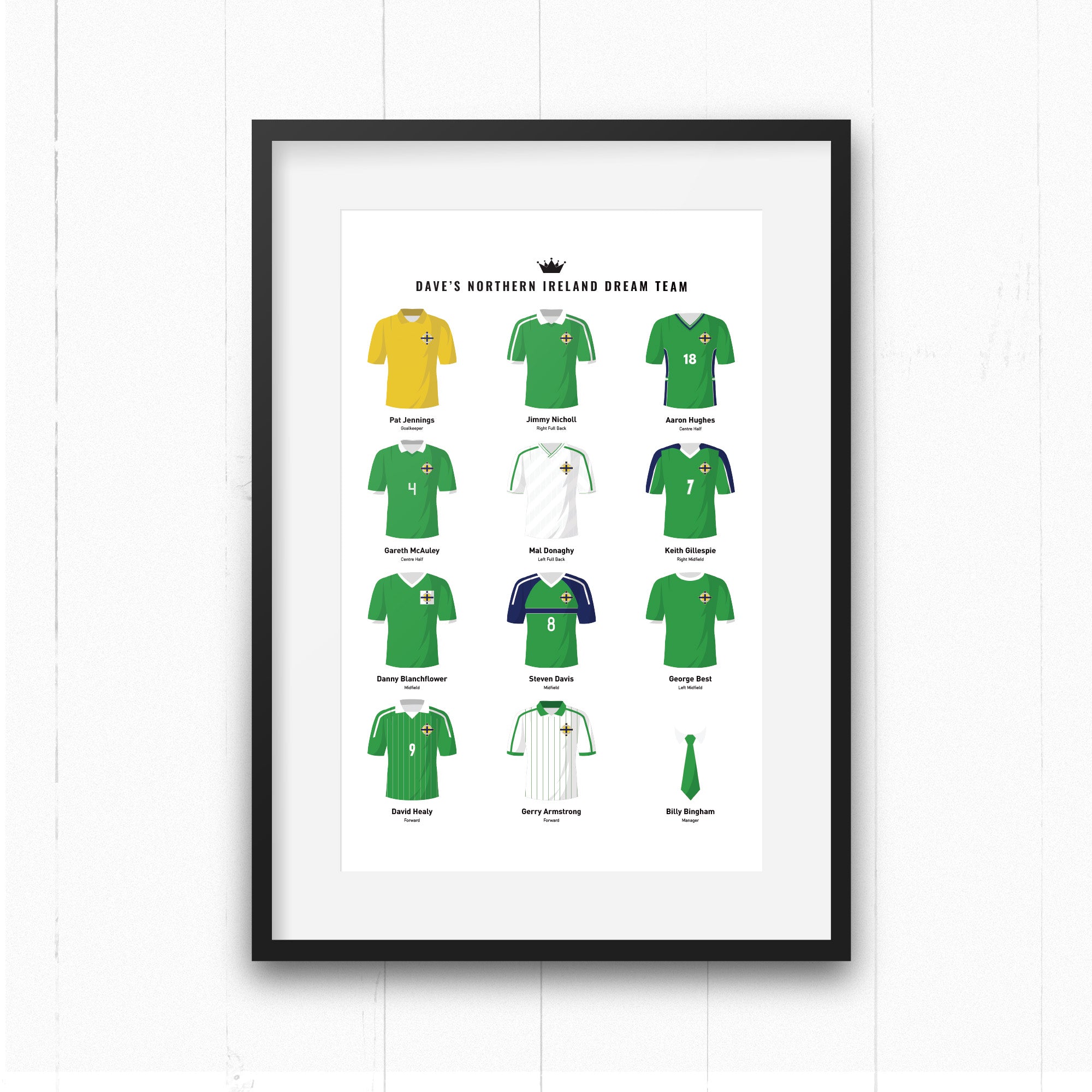 PERSONALISED Northern Ireland Dream Team Football Print Good Team On Paper