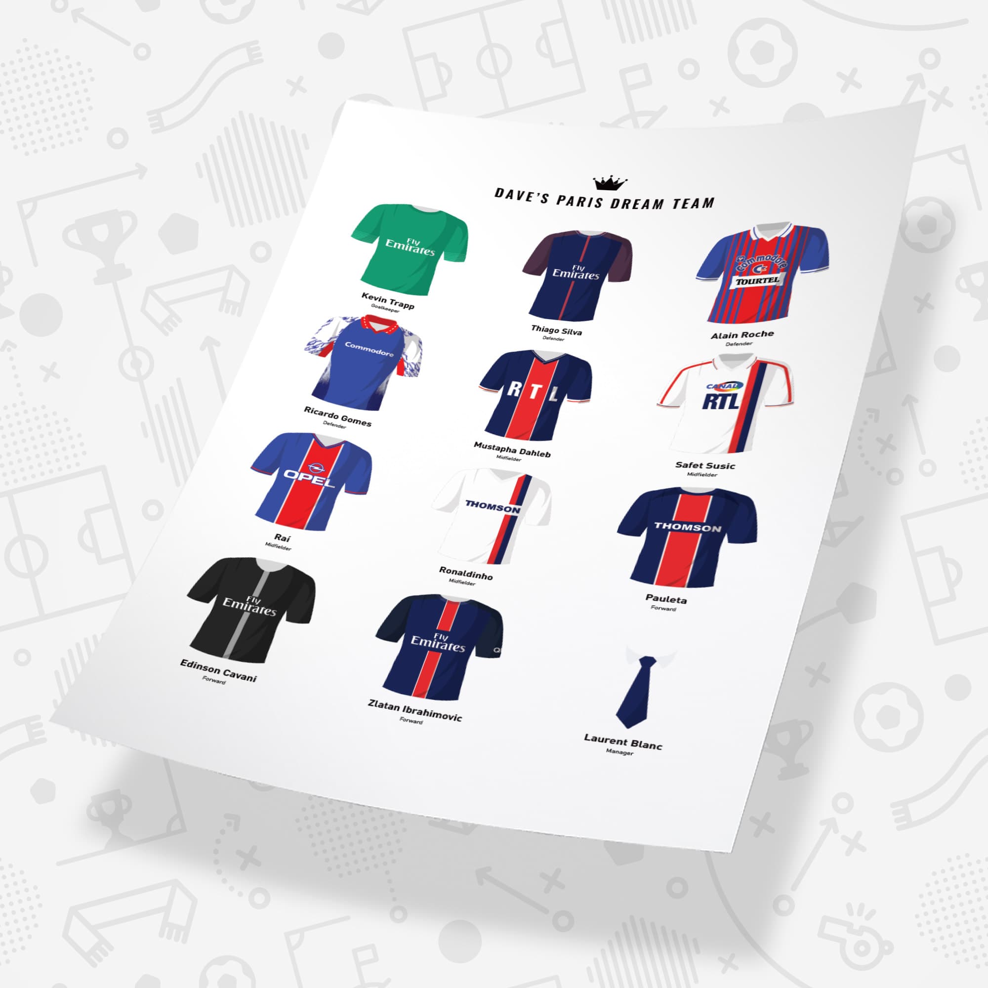 PERSONALISED Paris SG Dream Team Football Print Good Team On Paper