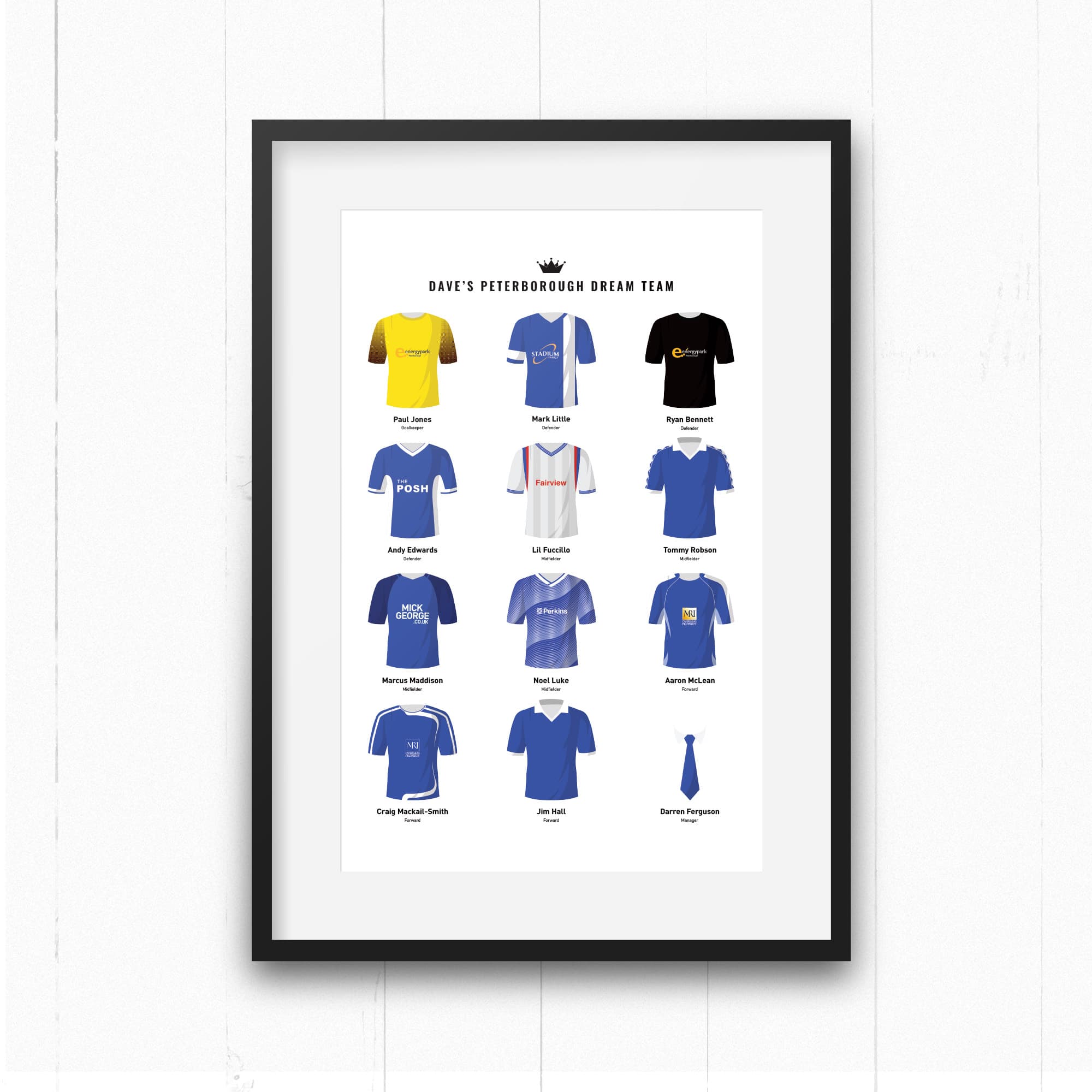 PERSONALISED Peterborough Dream Team Football Print Good Team On Paper