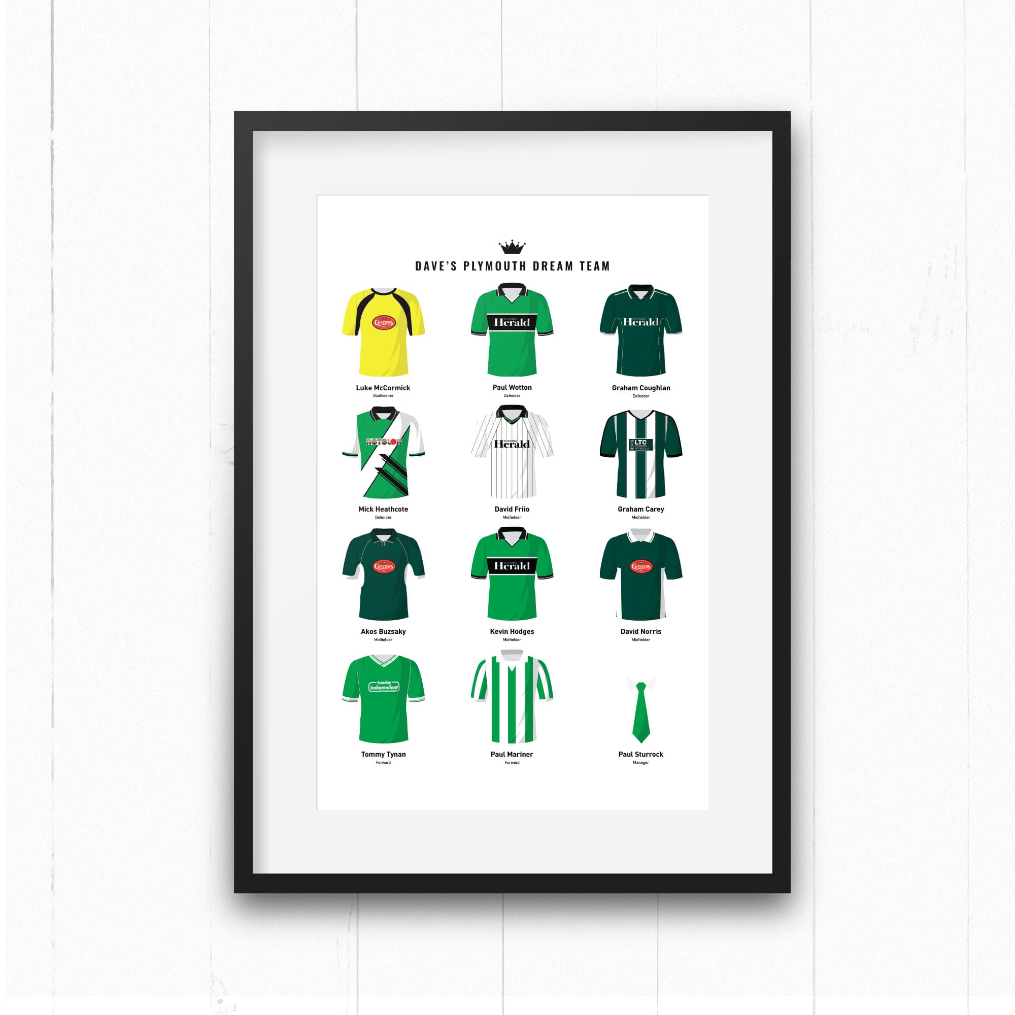 PERSONALISED Plymouth Dream Team Football Print Good Team On Paper