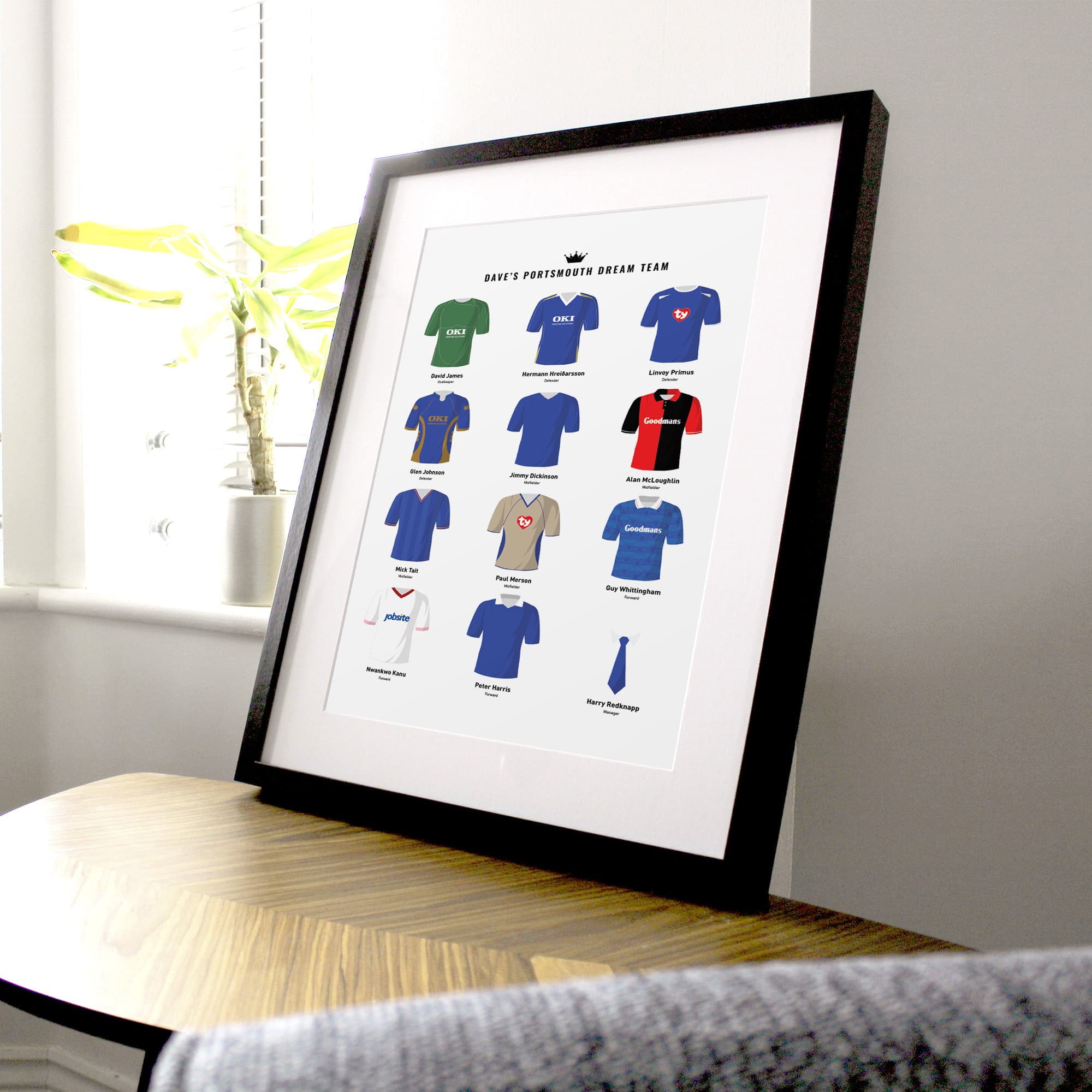 PERSONALISED Portsmouth Dream Team Football Print Good Team On Paper