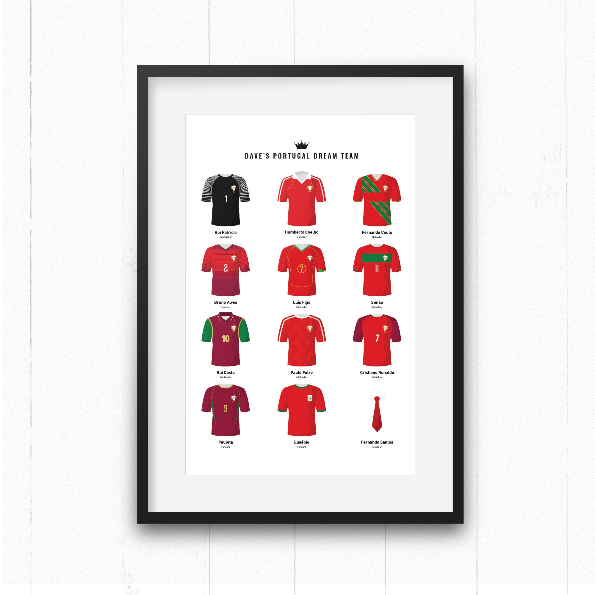 PERSONALISED Portugal Dream Team Football Print Good Team On Paper