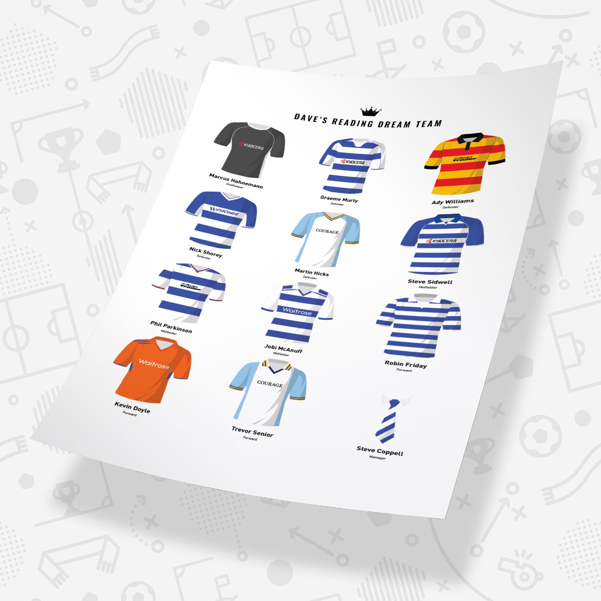 PERSONALISED Reading Dream Team Football Print Good Team On Paper