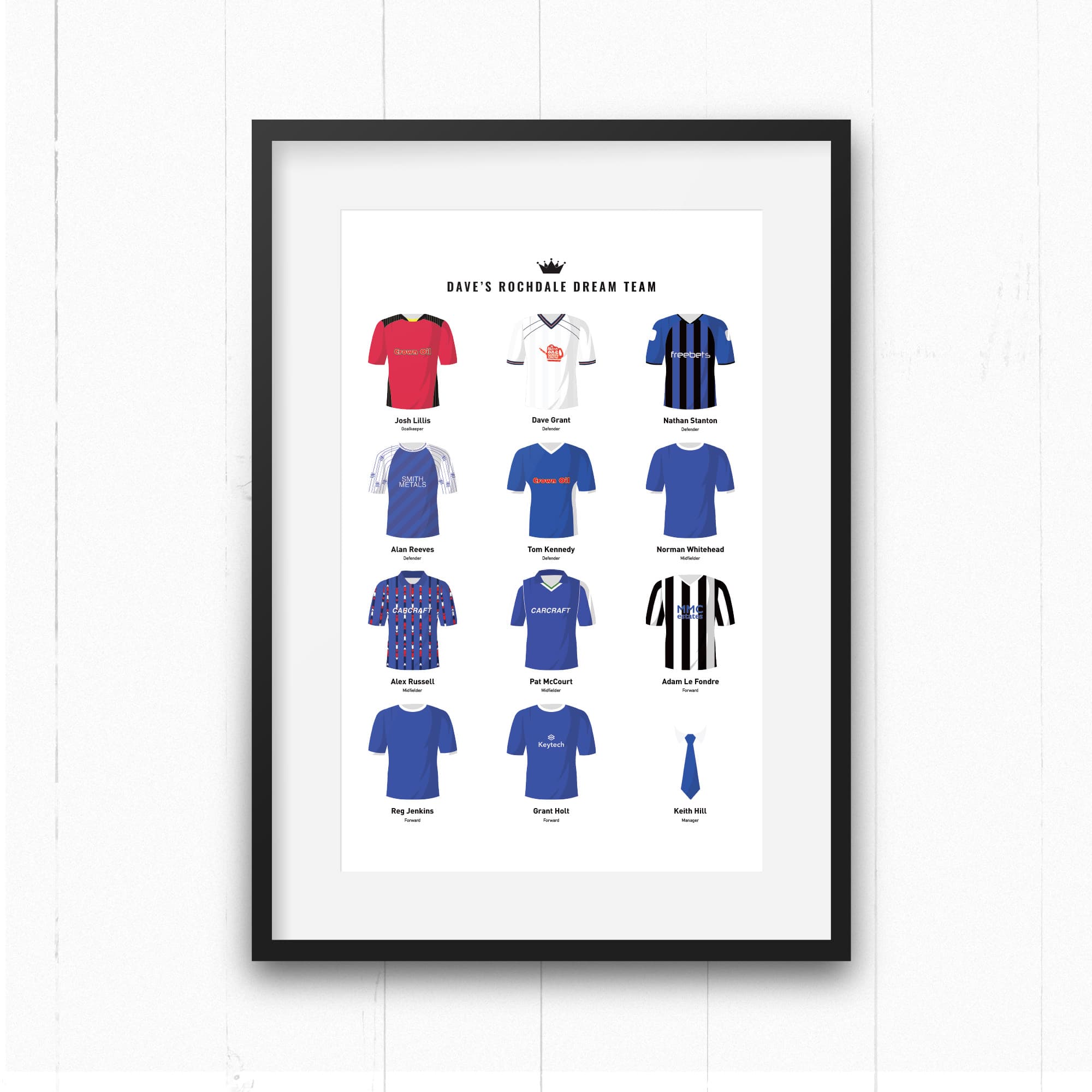 PERSONALISED Rochdale Dream Team Football Print Good Team On Paper