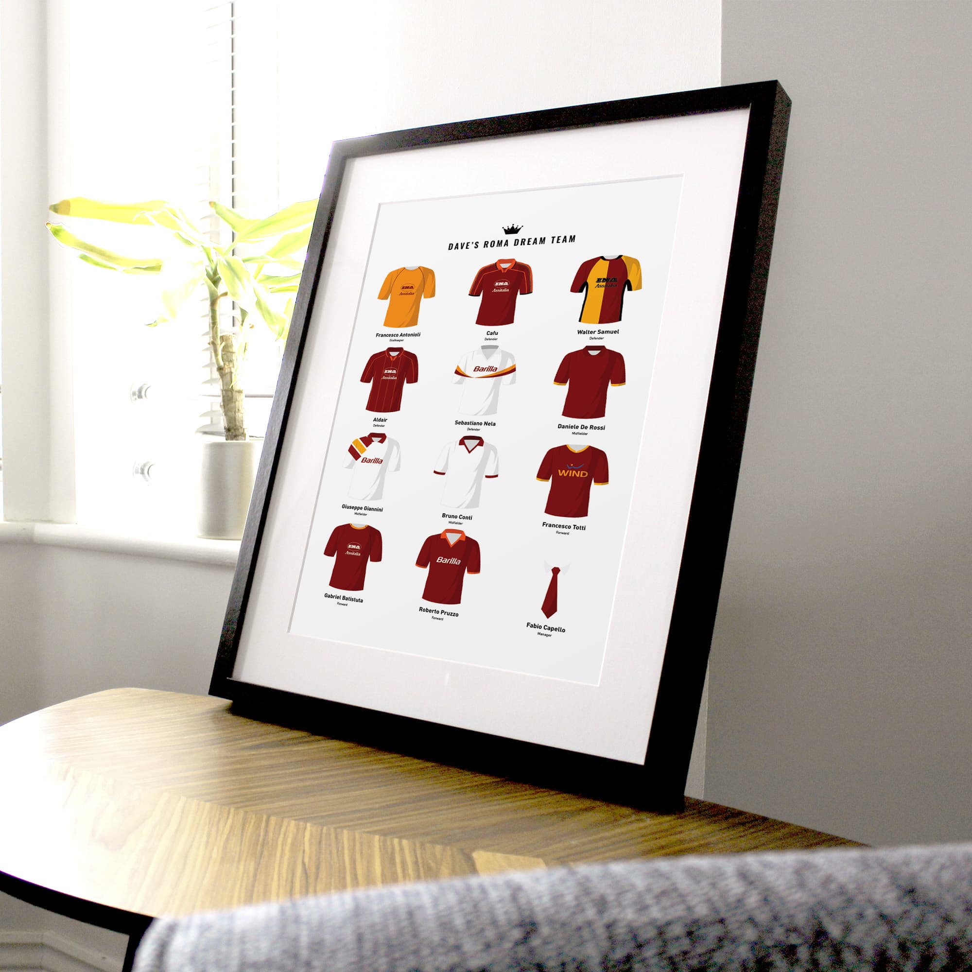 PERSONALISED Roma Dream Team Football Print Good Team On Paper