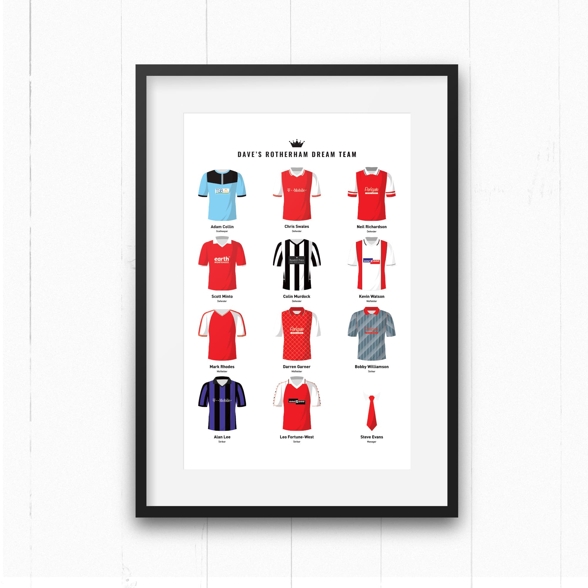 PERSONALISED Rotherham Dream Team Football Print Good Team On Paper