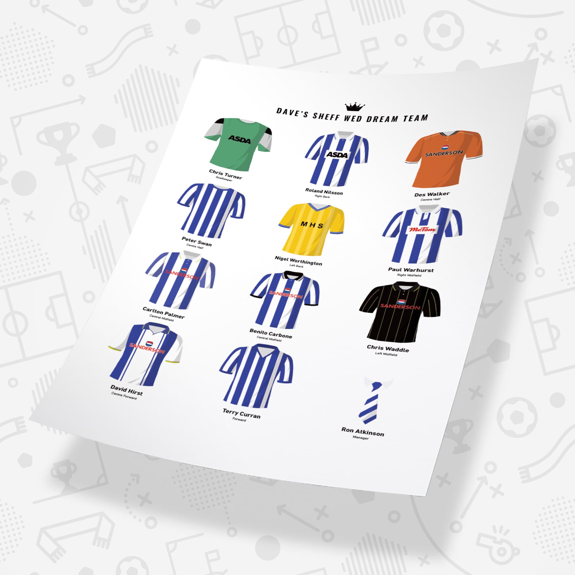 PERSONALISED Sheff Wed Dream Team Football Print Good Team On Paper