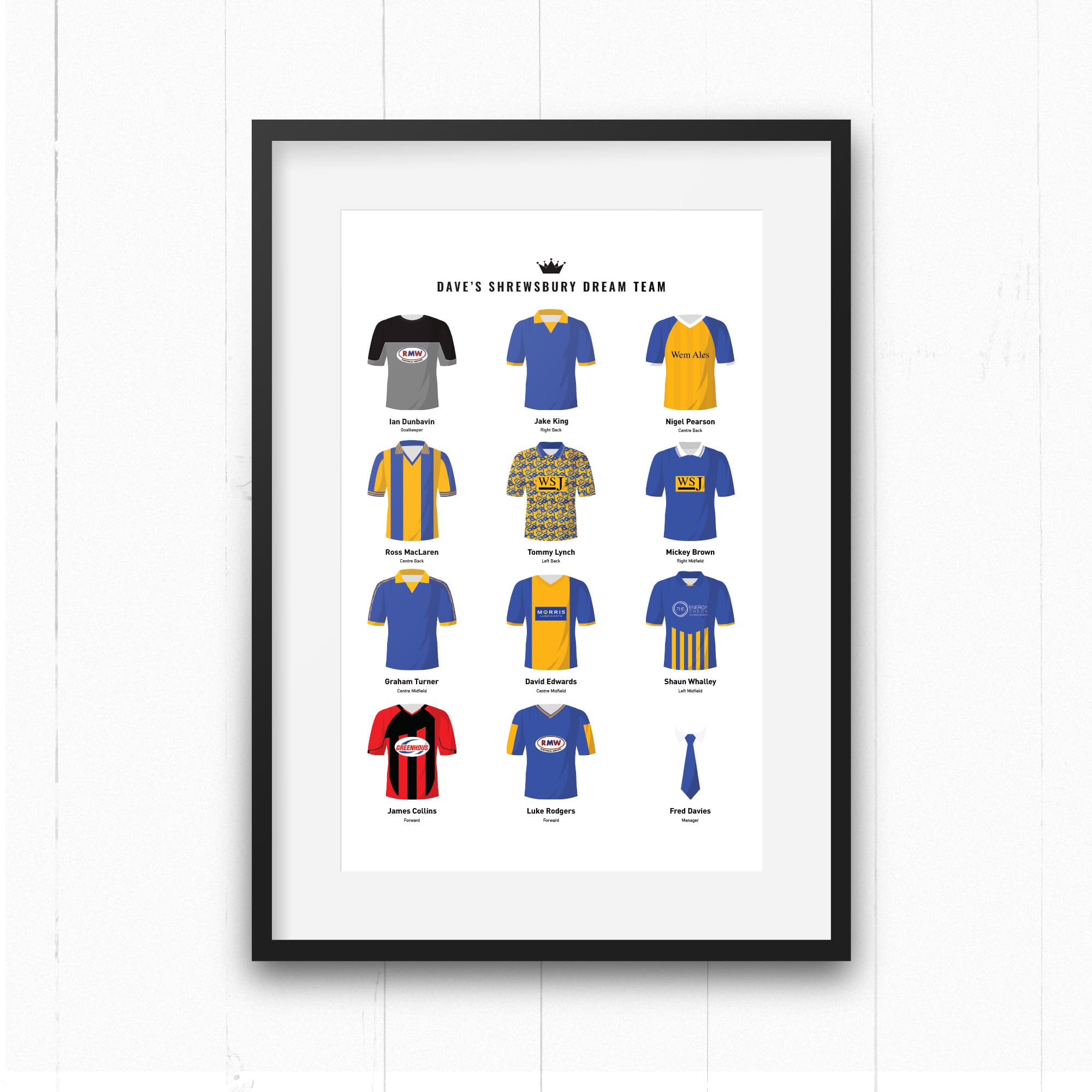 PERSONALISED Shrewsbury Dream Team Football Print Good Team On Paper