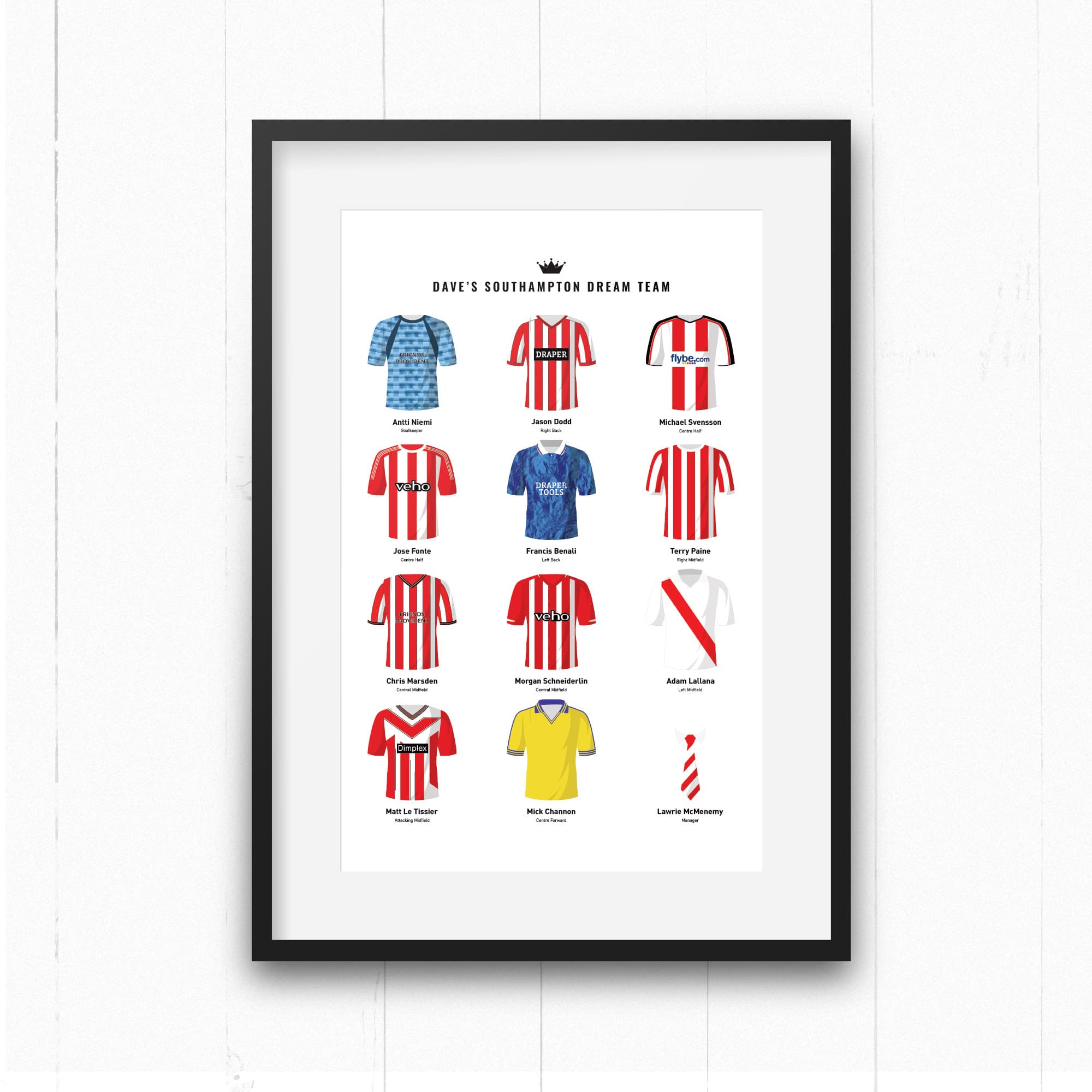 PERSONALISED Southampton Dream Team Football Print Good Team On Paper