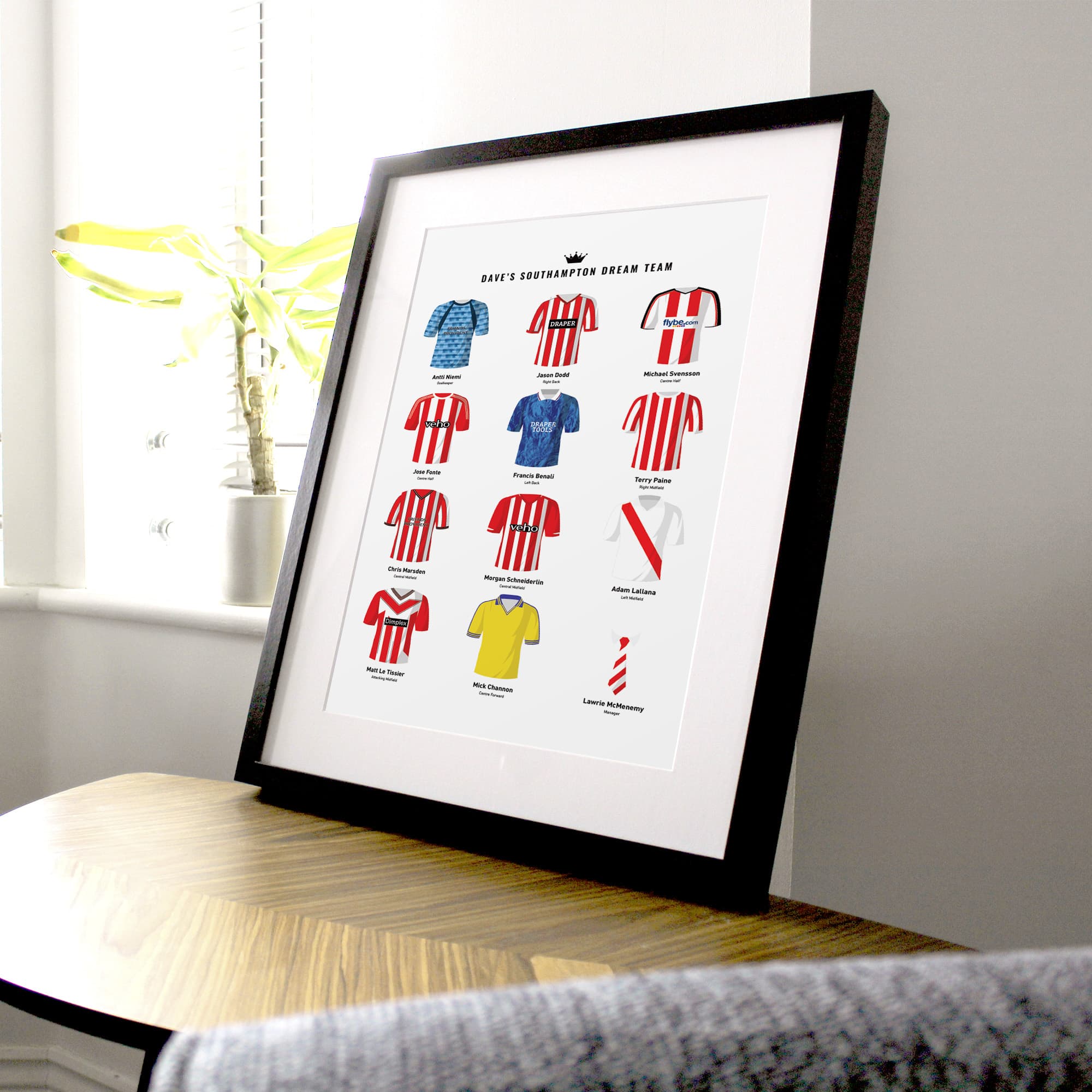 PERSONALISED Southampton Dream Team Football Print Good Team On Paper