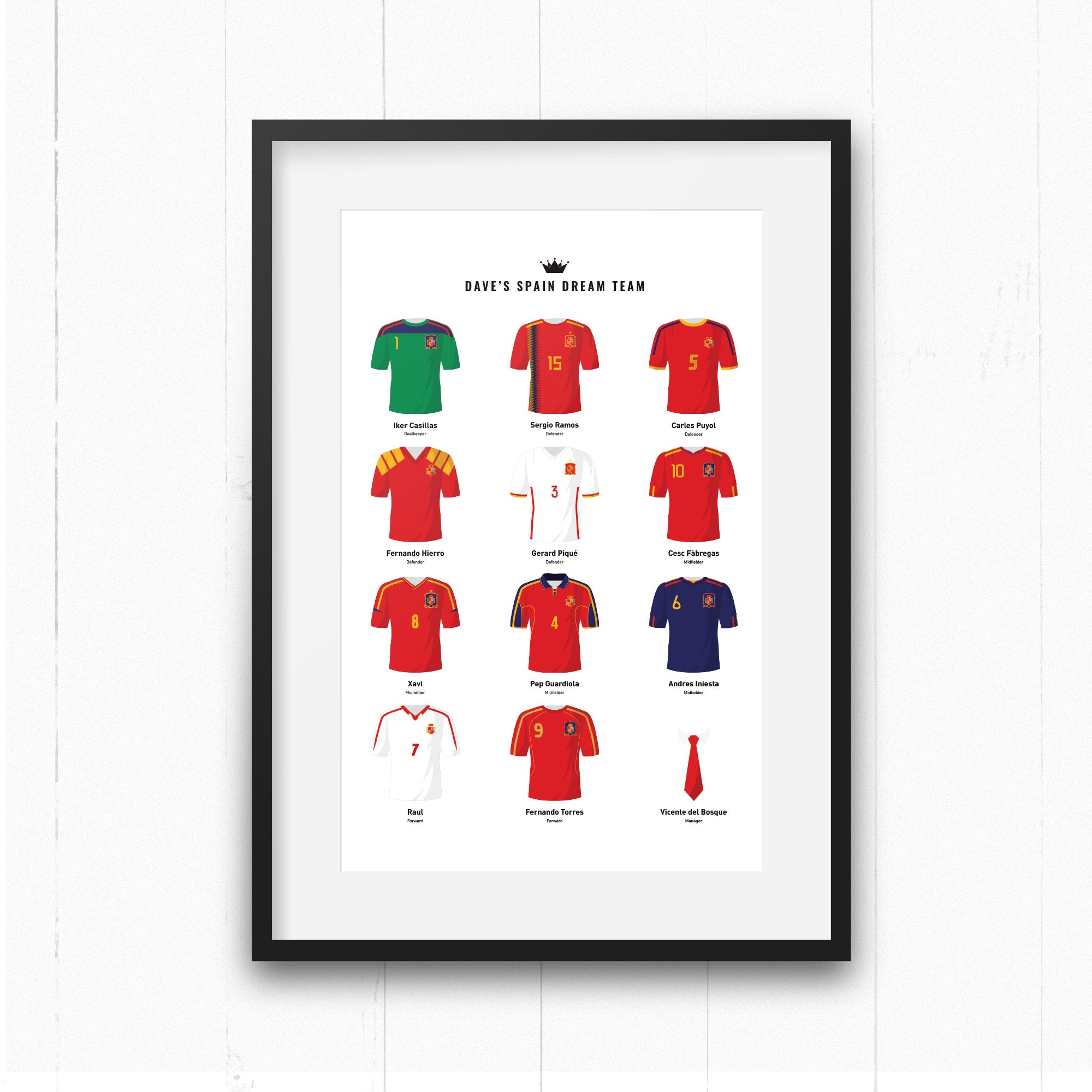 PERSONALISED Spain Dream Team Football Print Good Team On Paper