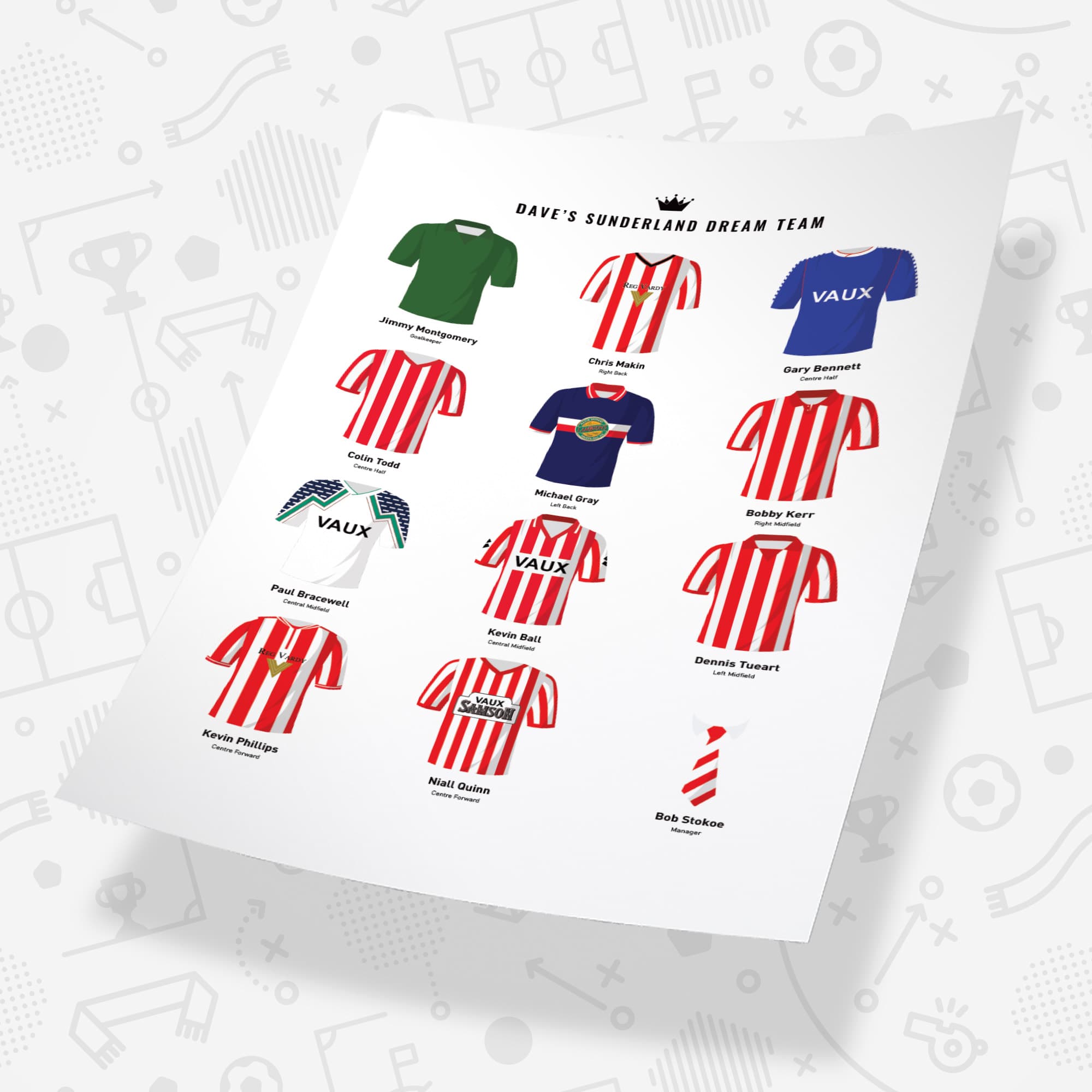 PERSONALISED Sunderland Dream Team Football Print Good Team On Paper