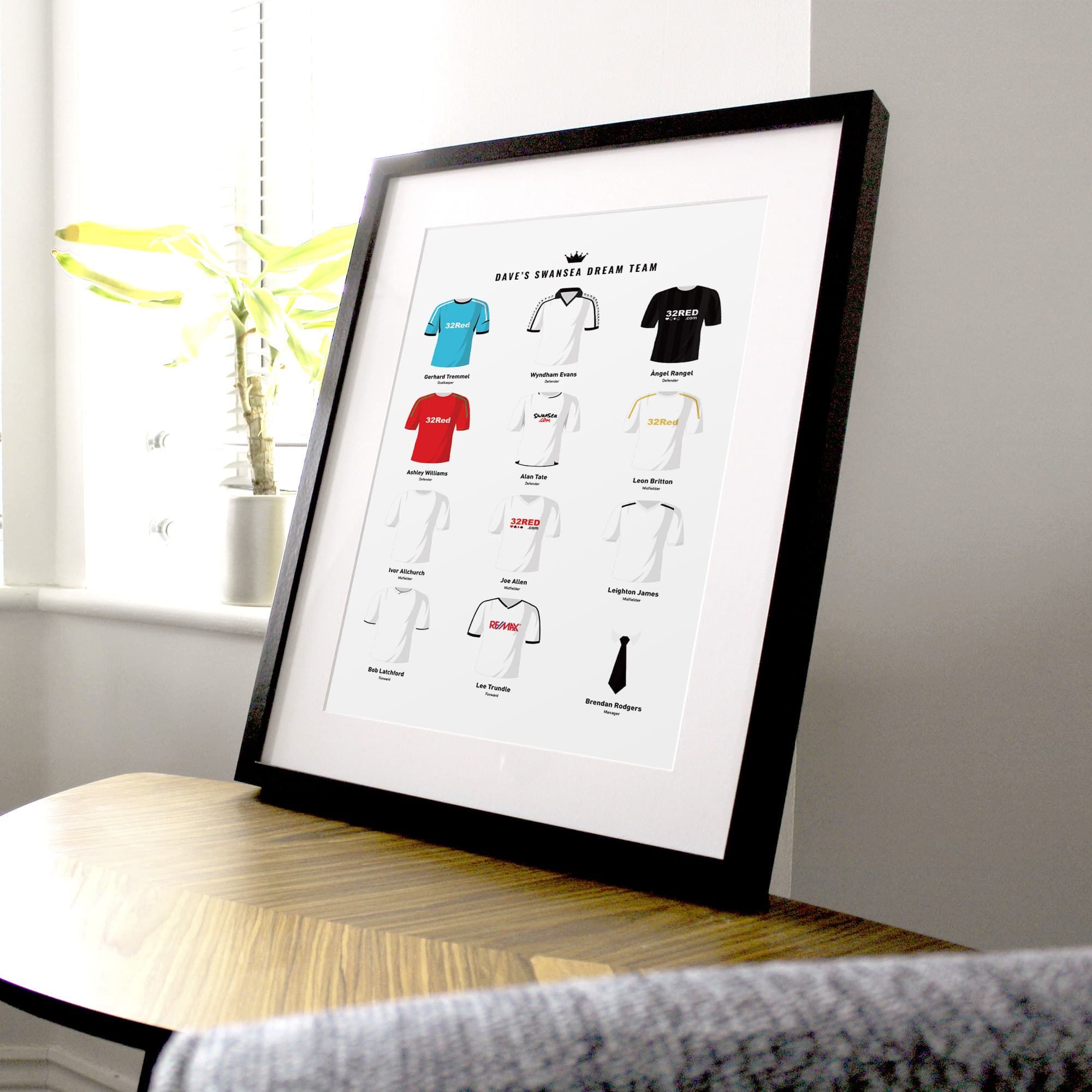 PERSONALISED Swansea Dream Team Football Print Good Team On Paper