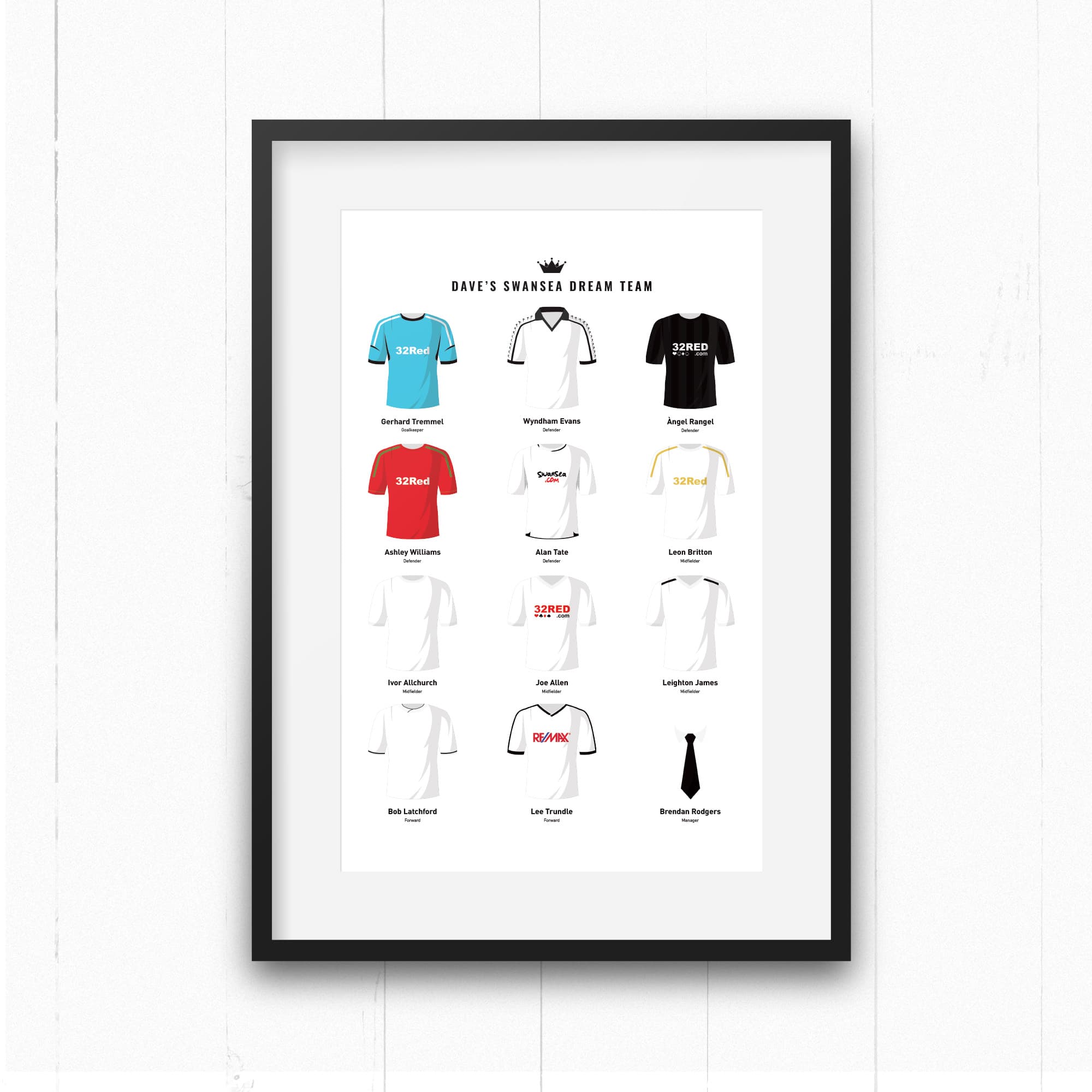 PERSONALISED Swansea Dream Team Football Print Good Team On Paper