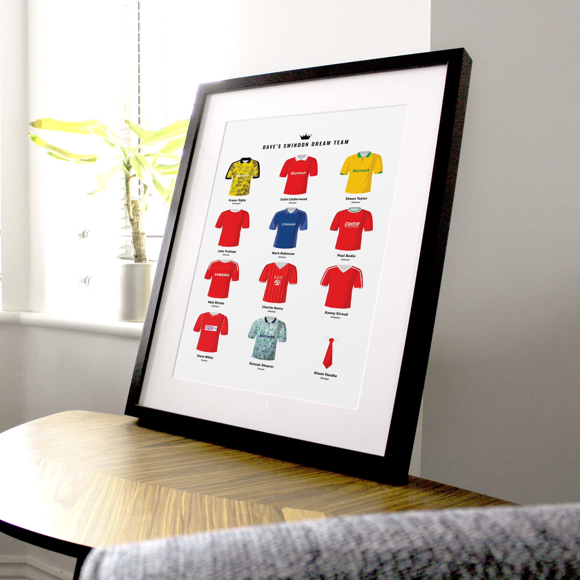 PERSONALISED Swindon Dream Team Football Print Good Team On Paper