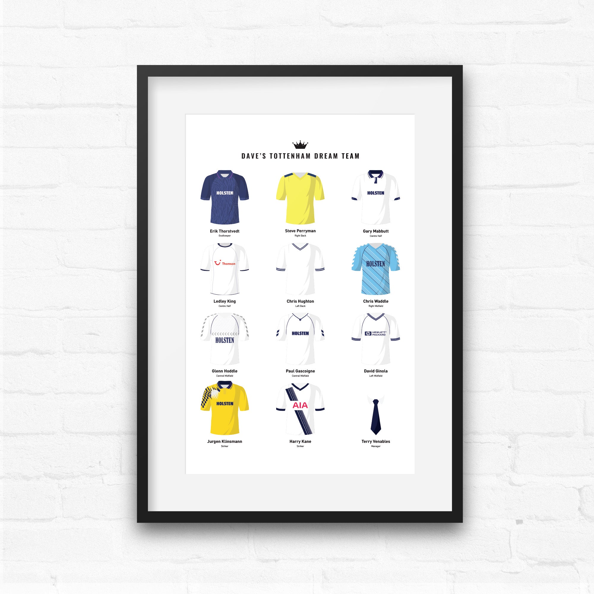 PERSONALISED Tottenham Dream Team Football Print Good Team On Paper