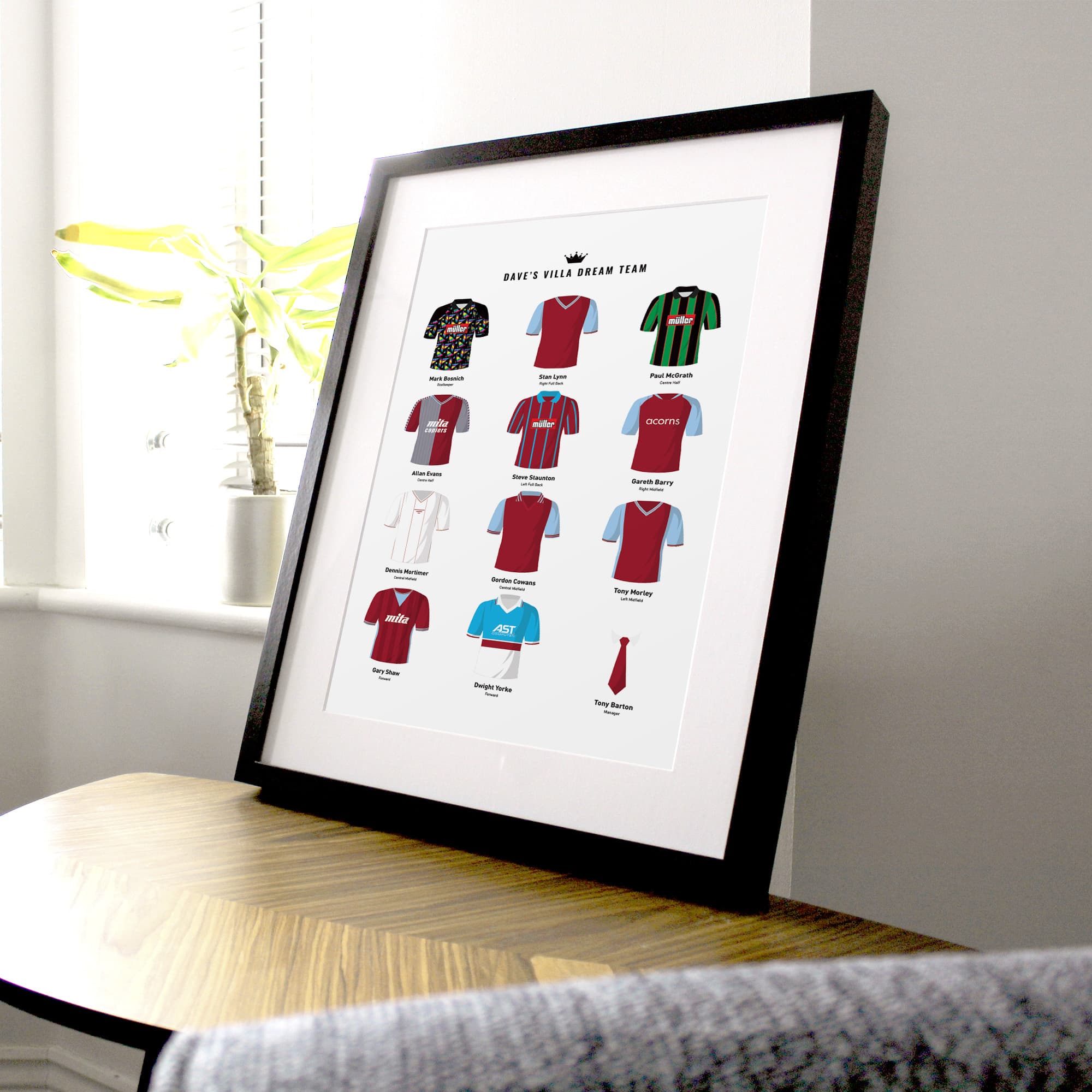 PERSONALISED Villa Dream Team Football Print Good Team On Paper