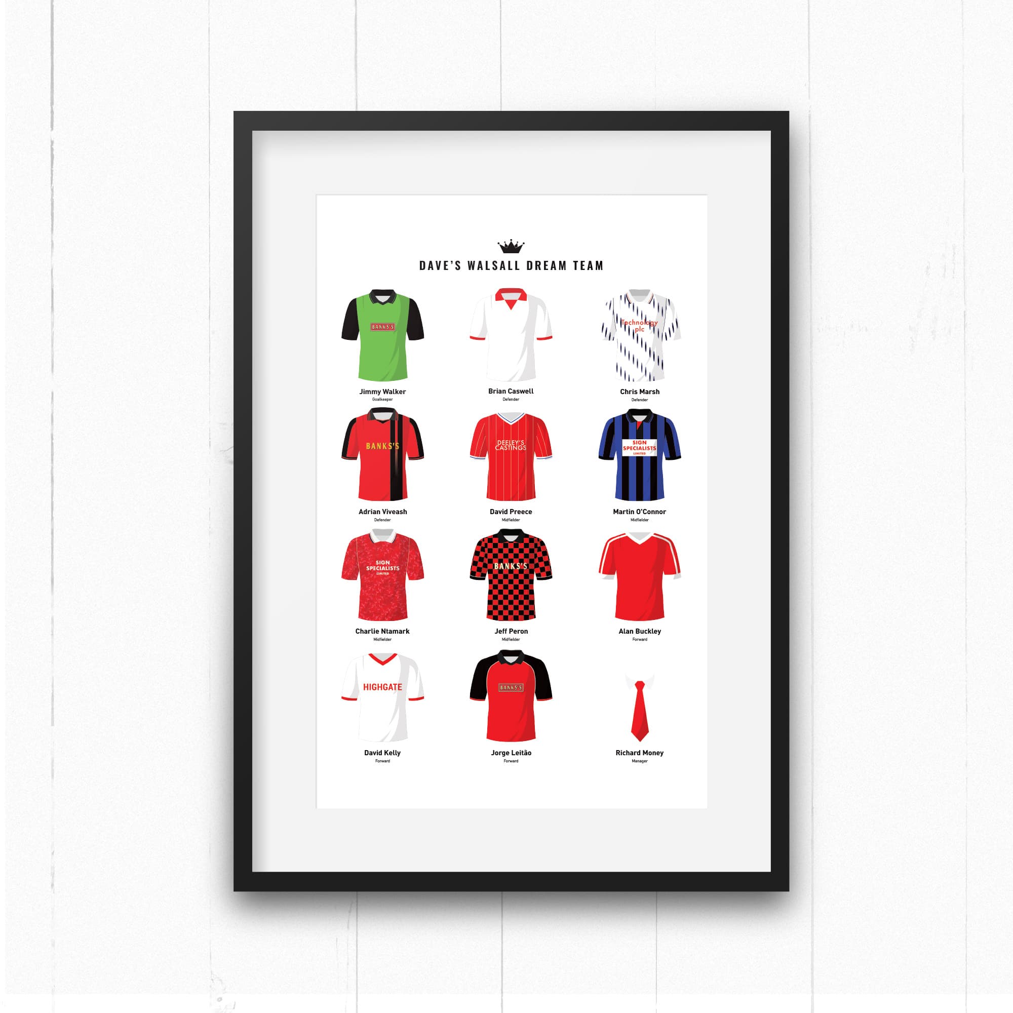 PERSONALISED Walsall Dream Team Football Print Good Team On Paper