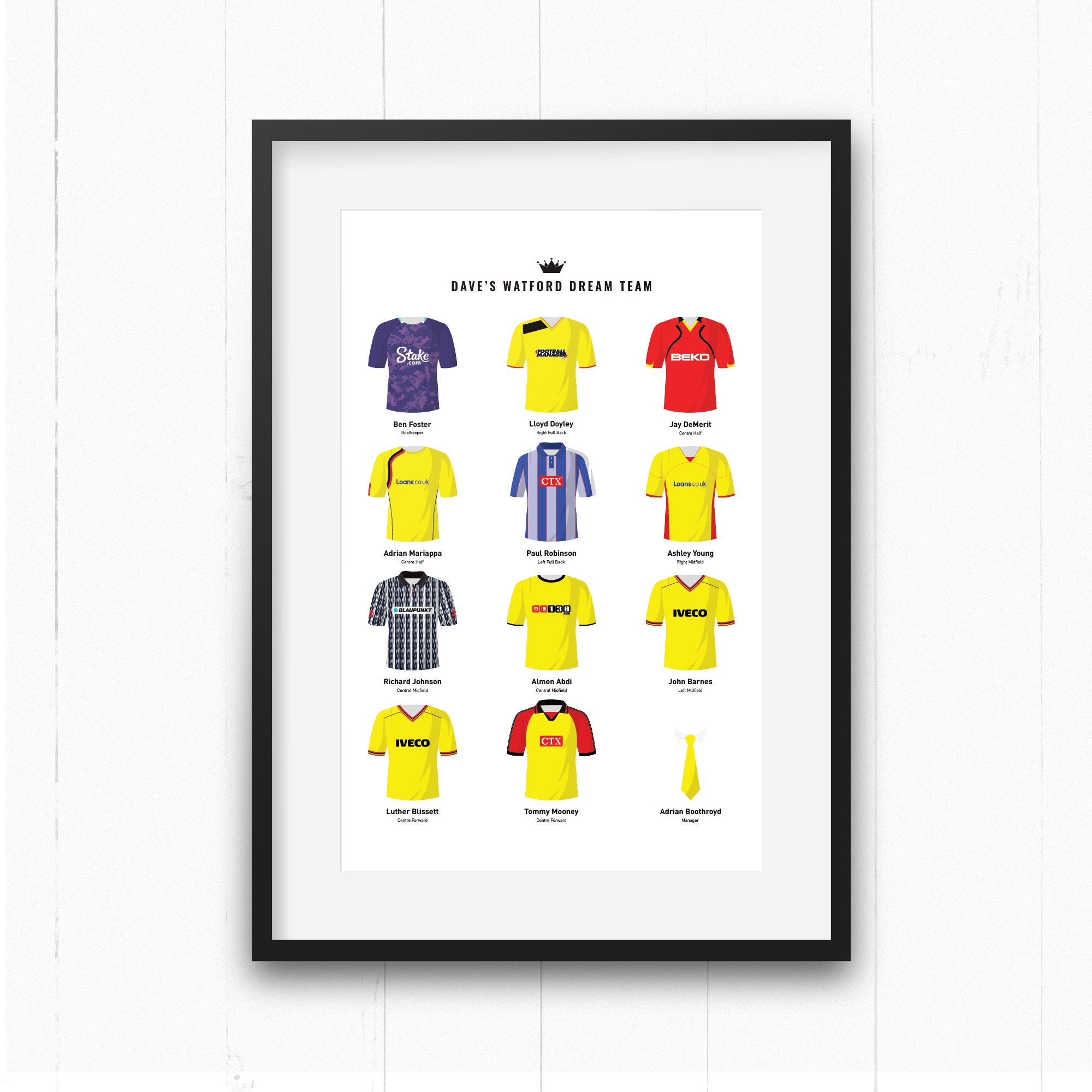 PERSONALISED Watford Dream Team Football Print Good Team On Paper