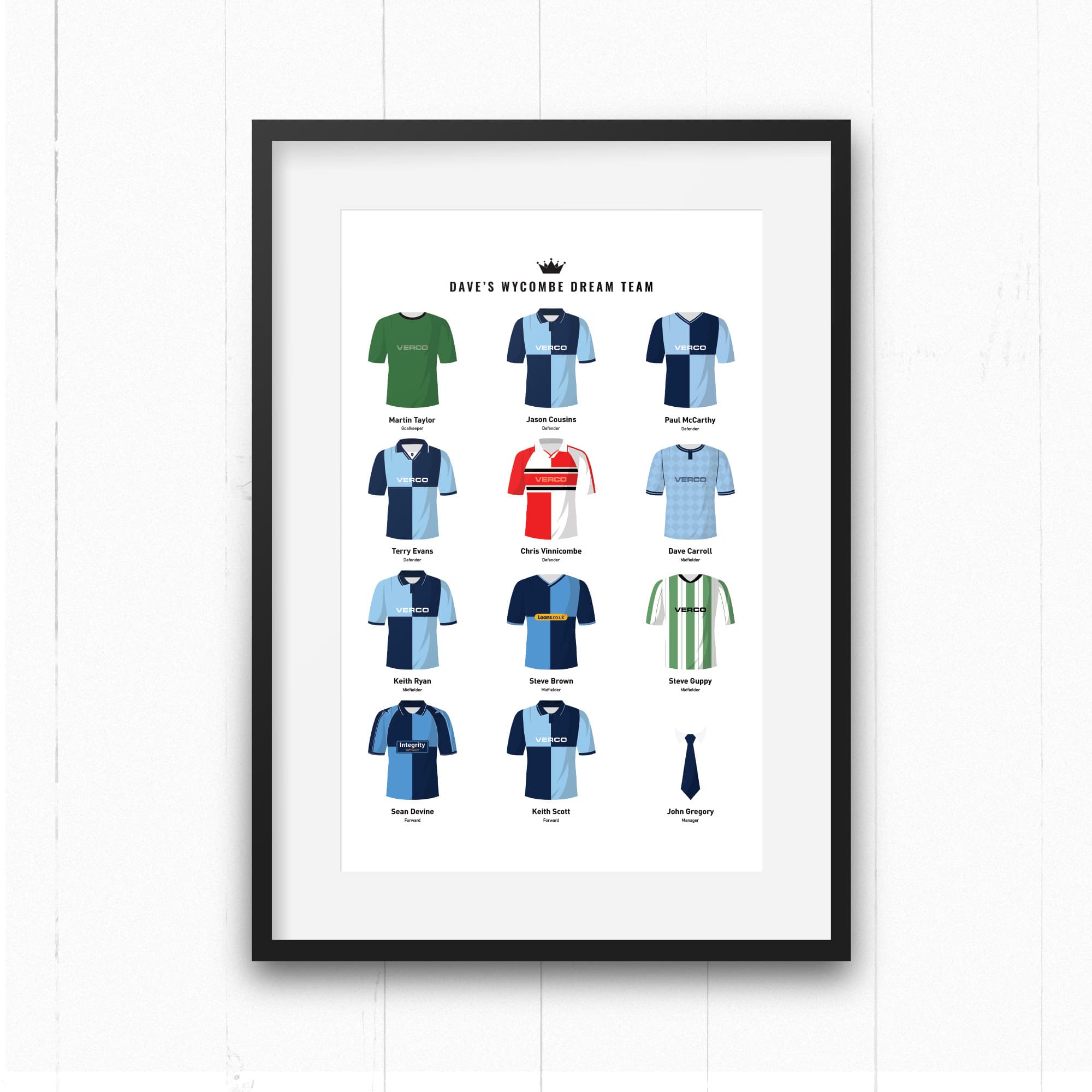 PERSONALISED Wycombe Dream Team Football Print Good Team On Paper