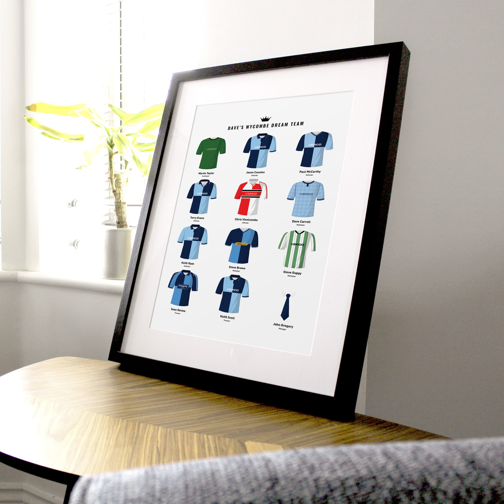 PERSONALISED Wycombe Dream Team Football Print Good Team On Paper