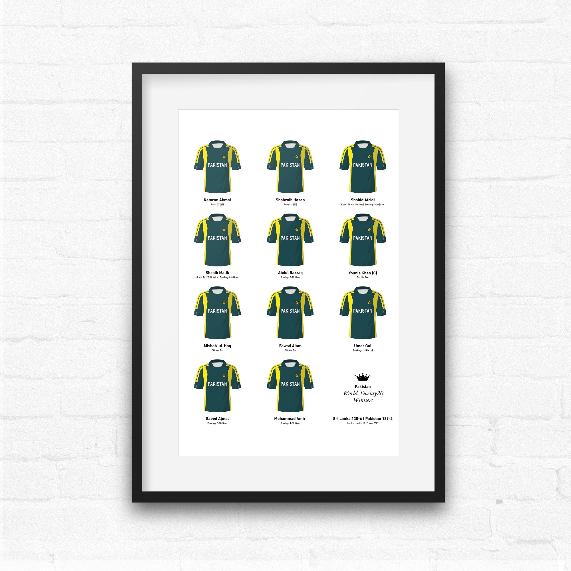 Pakistan Cricket 2009 World Twenty20 Winners Team Print