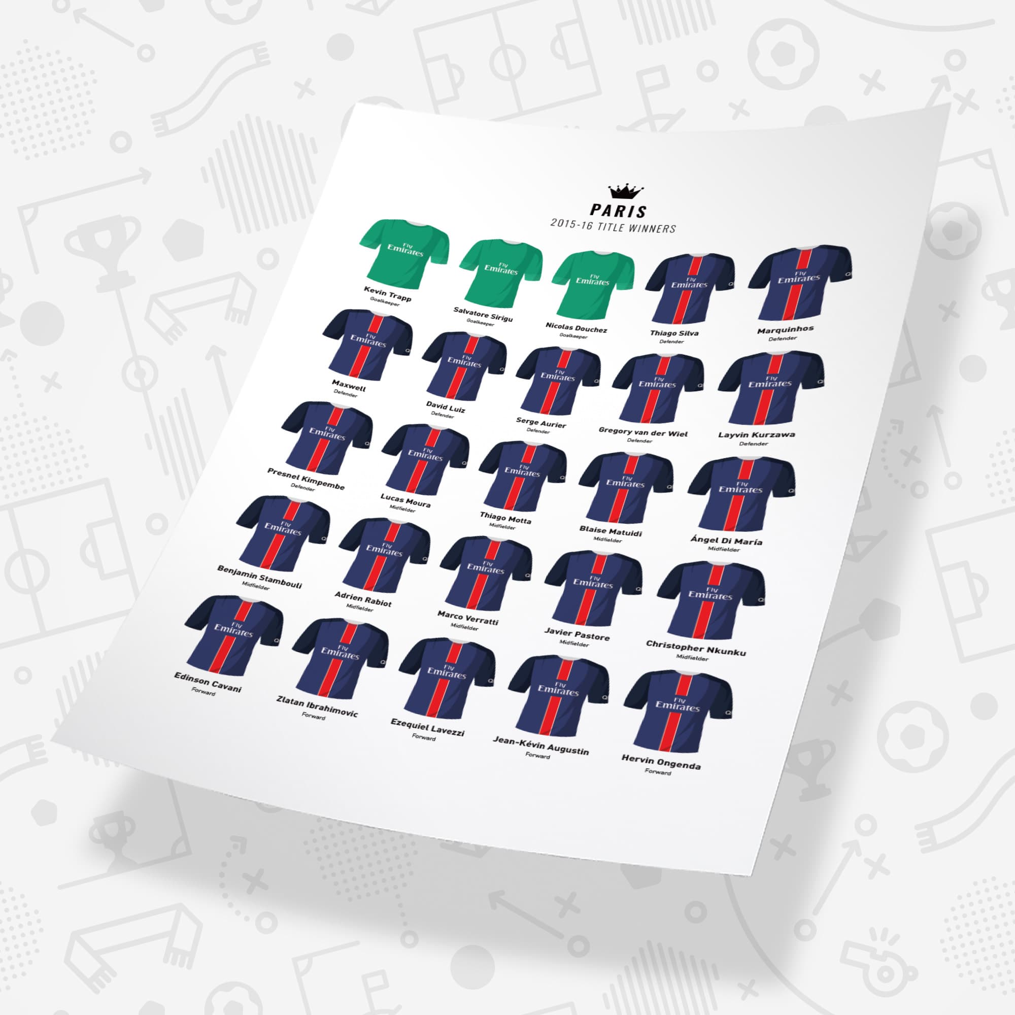 Paris SG 2016 Title Winners Football Team Print Good Team On Paper