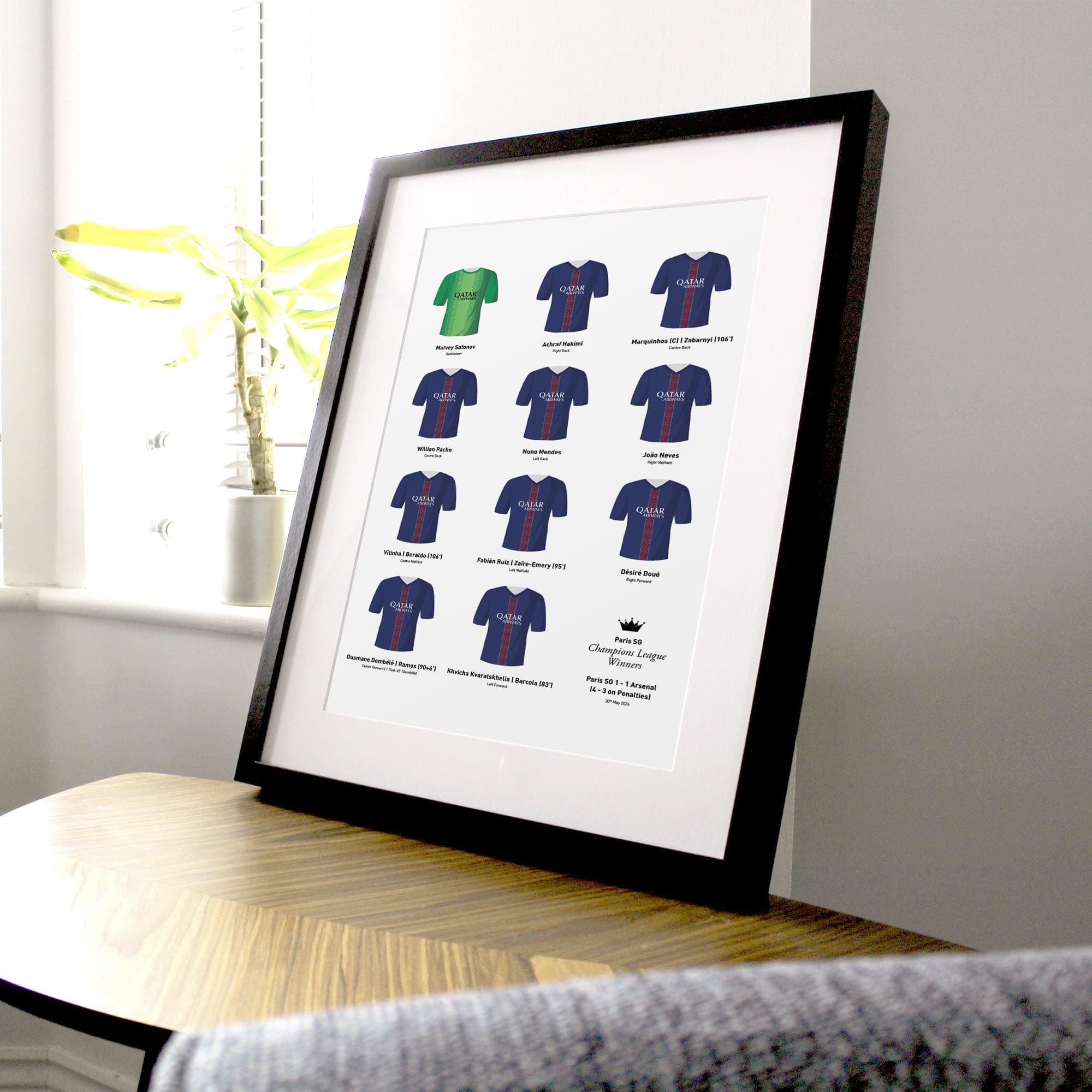 Paris SG 2026 European Champions Football Team Print