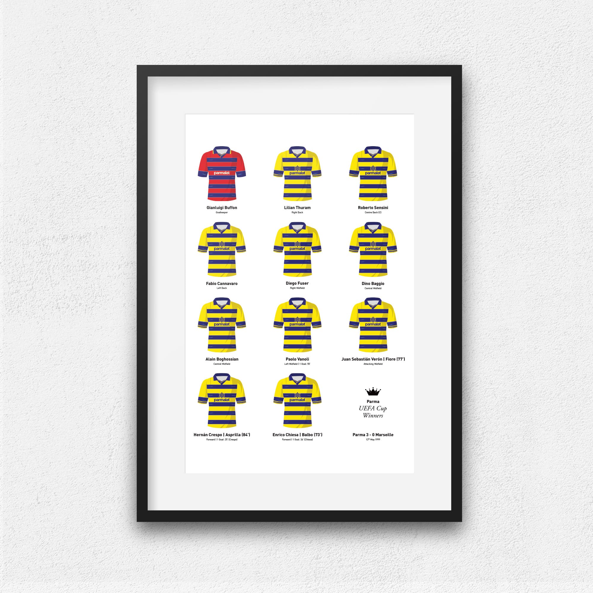 Parma 1999 European Football Team Print Good Team On Paper