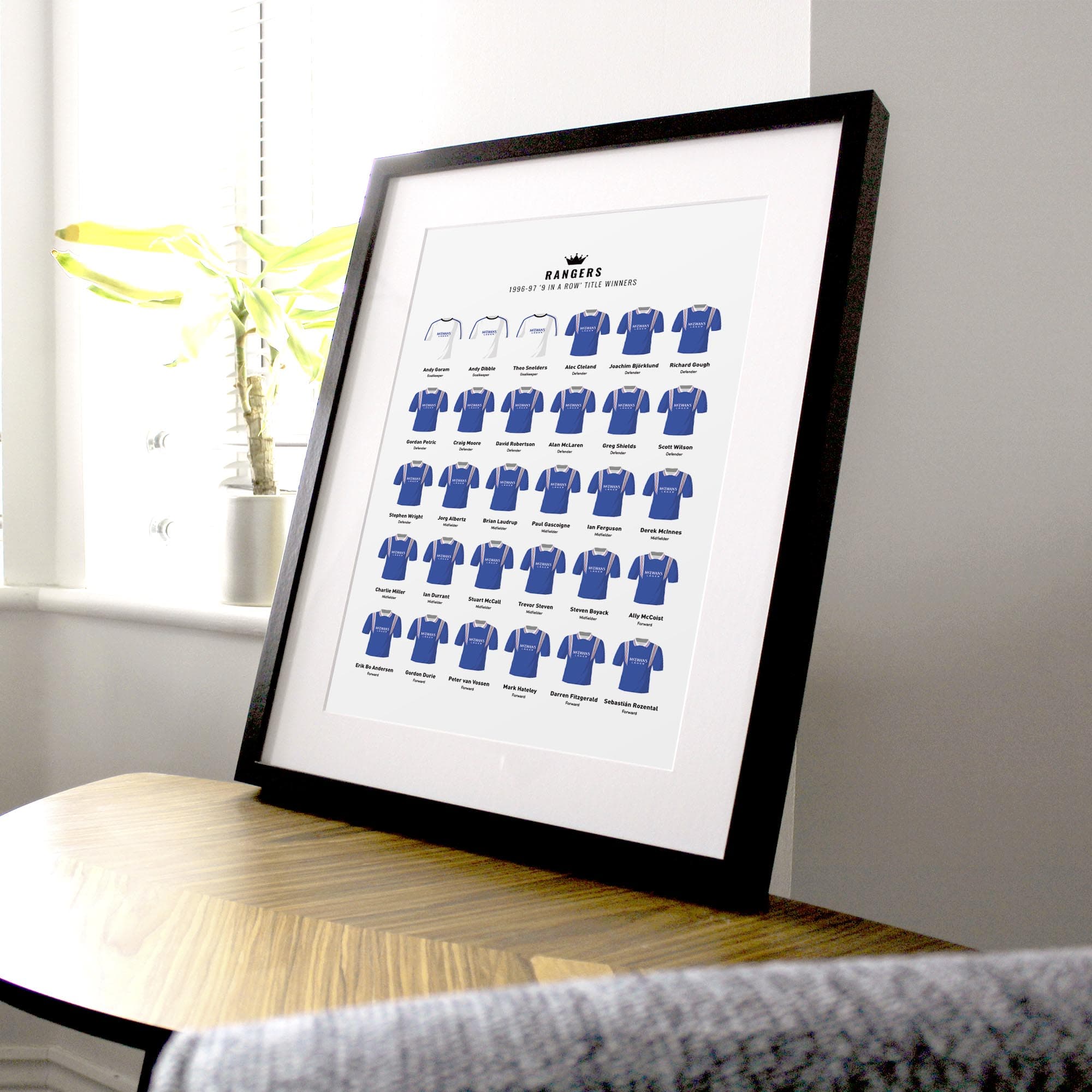 Rangers 1997 'Nine In a Row' Football Team Print Good Team On Paper