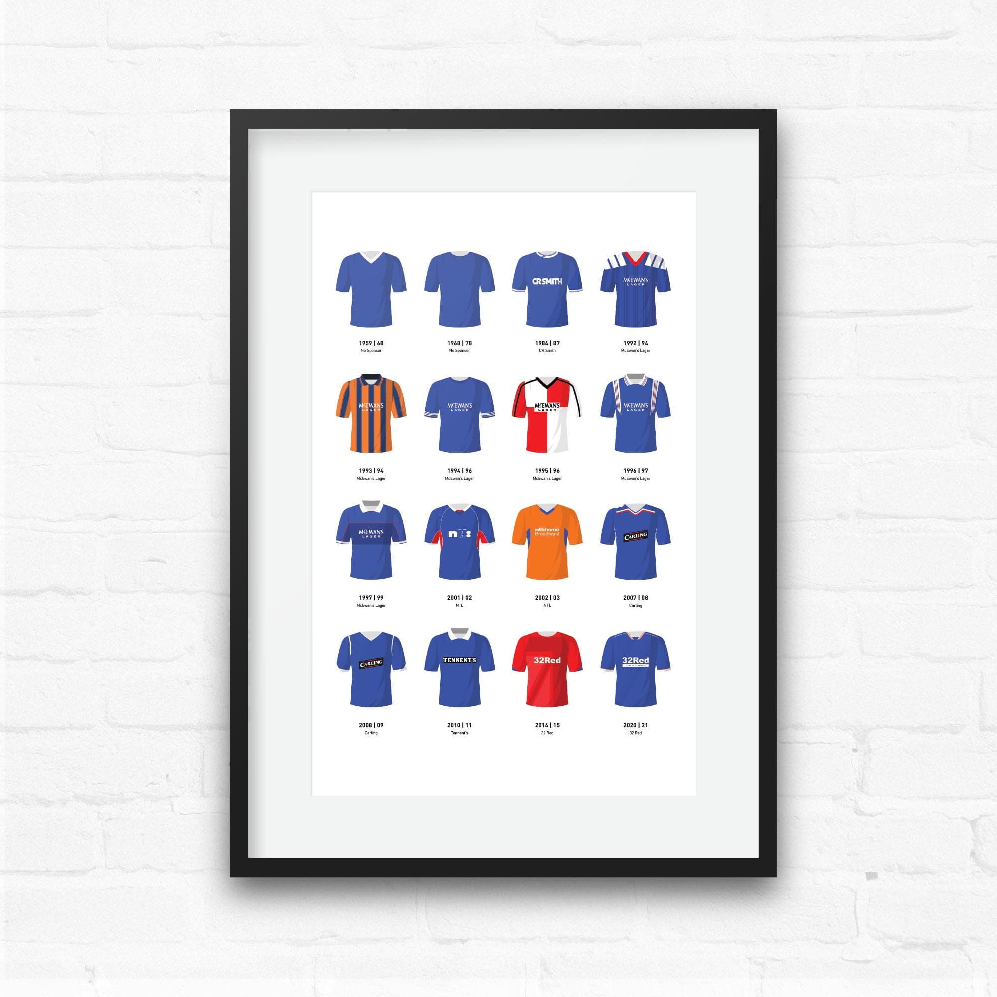 Rangers Classic Kits Football Team Print Good Team On Paper