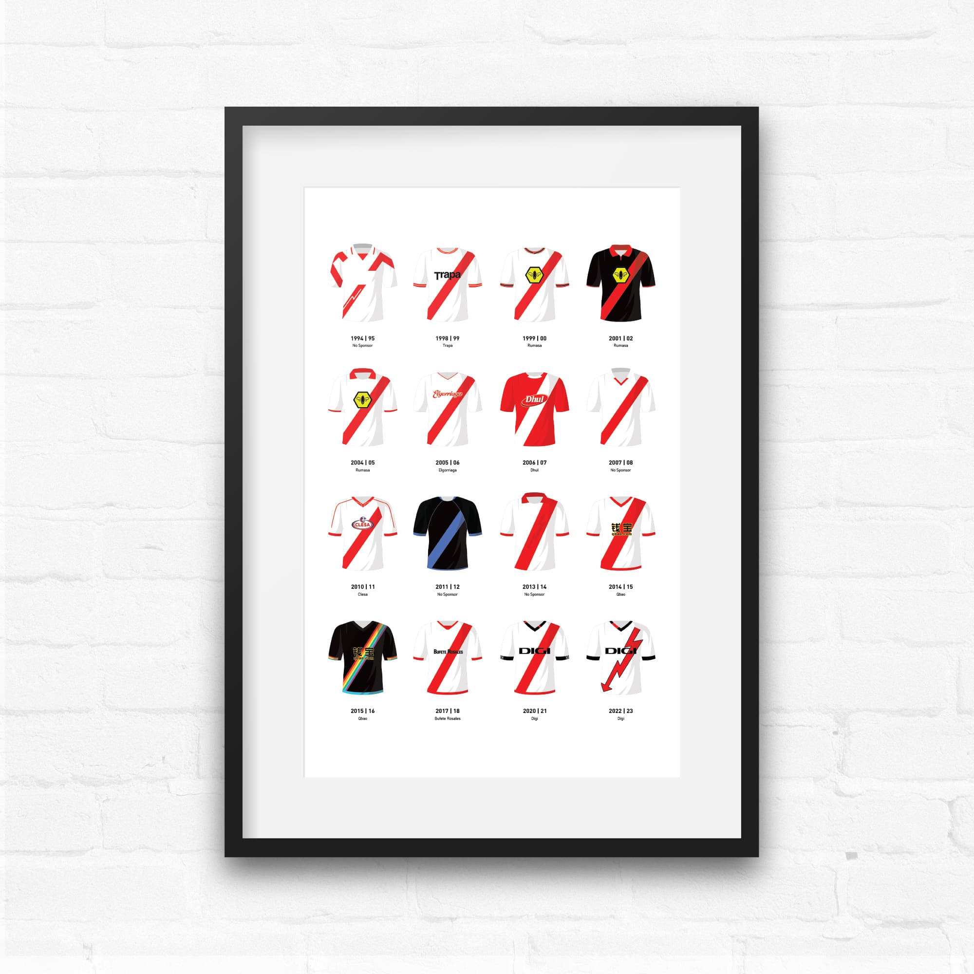 Rayo Vallecano Classic Kits Football Team Print Good Team On Paper