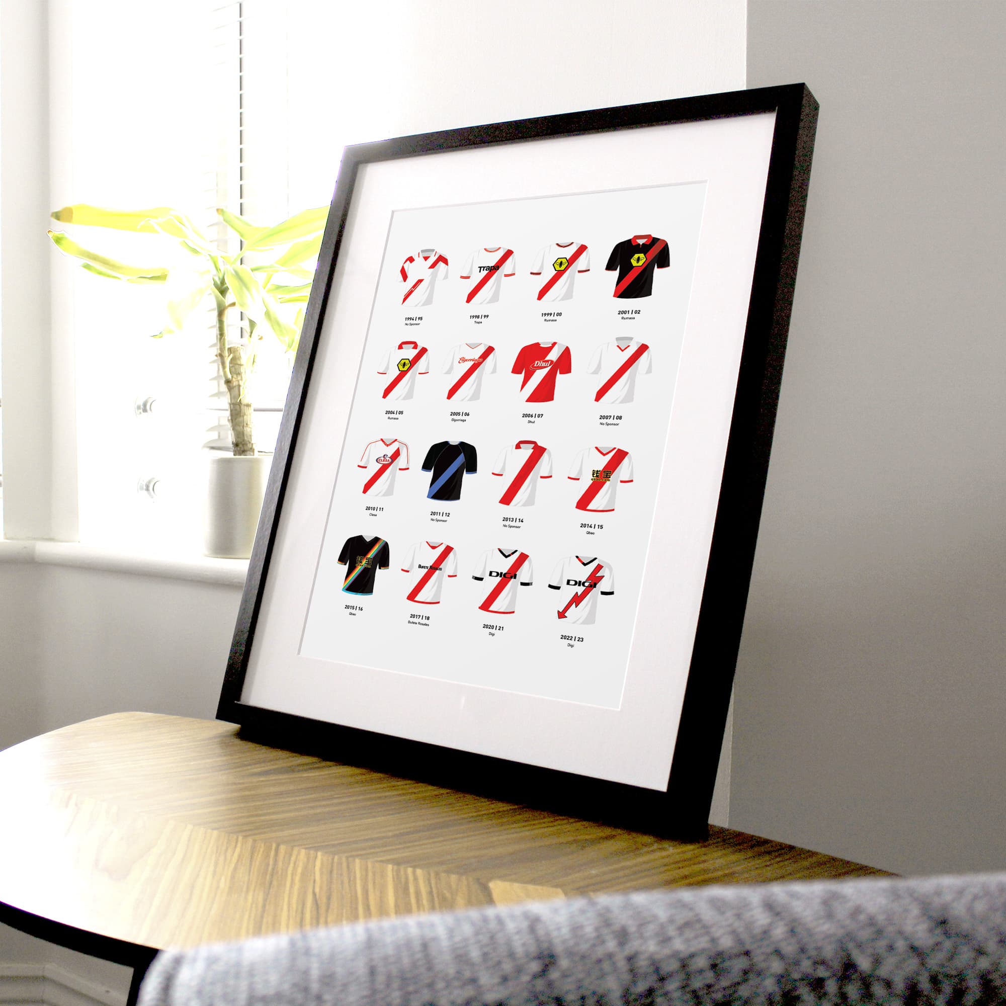 Rayo Vallecano Classic Kits Football Team Print Good Team On Paper