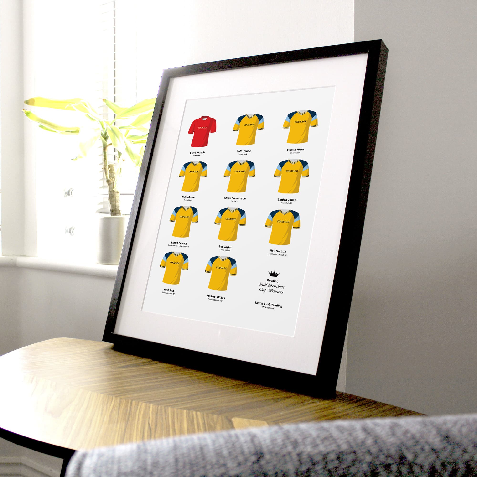 Reading 1988 Full Members Cup Winners Football Team Print Good Team On Paper
