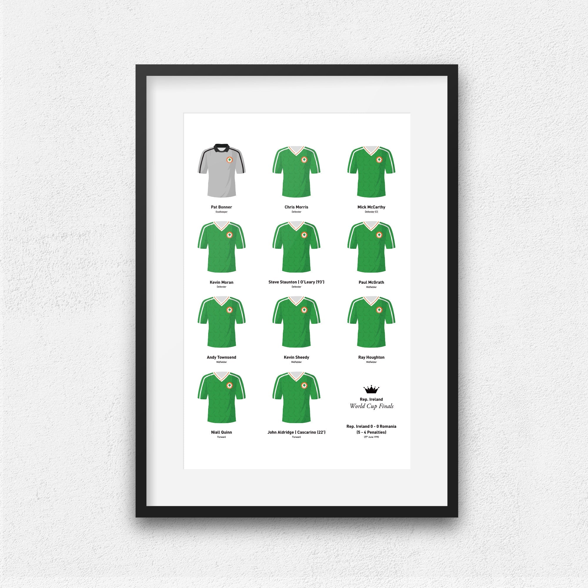 Republic of Ireland 1990 World Cup Finals Football Team Print Good Team On Paper